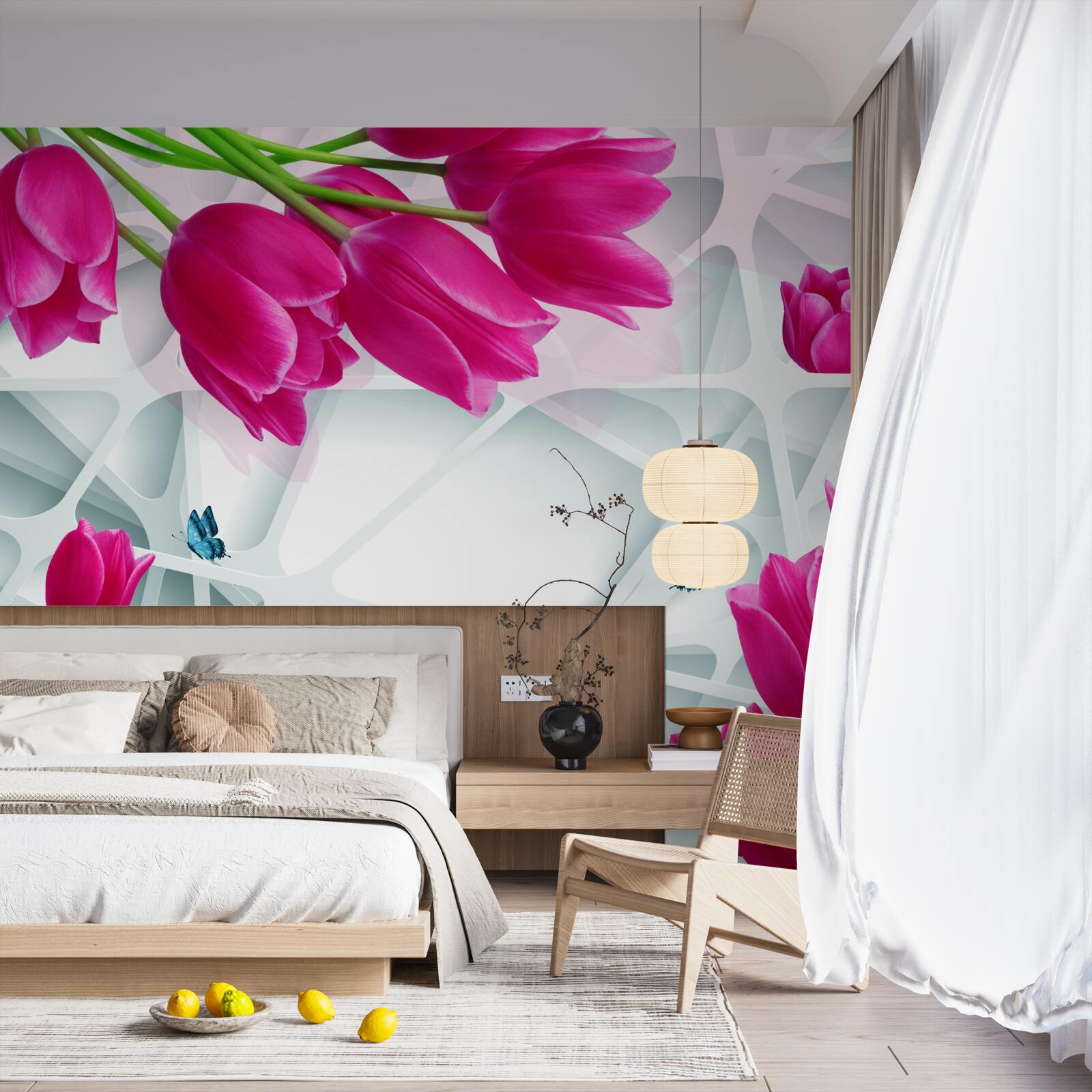 Fototapet muguri magnifici de lalele roz