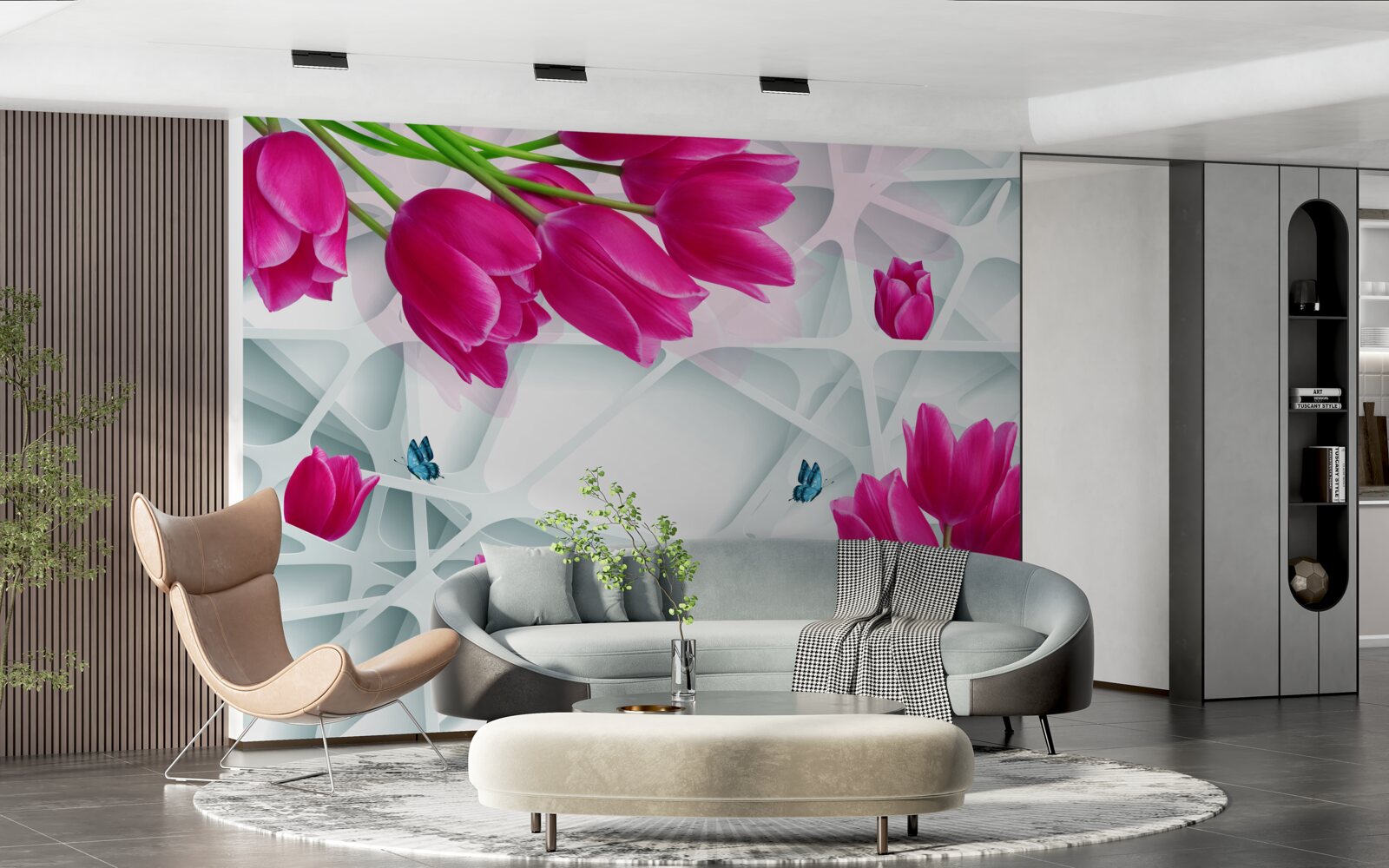 Fototapet muguri magnifici de lalele roz