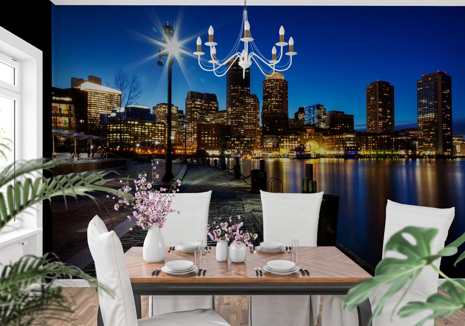 Fototapet panoramă a orașului cu vedere la digul gol