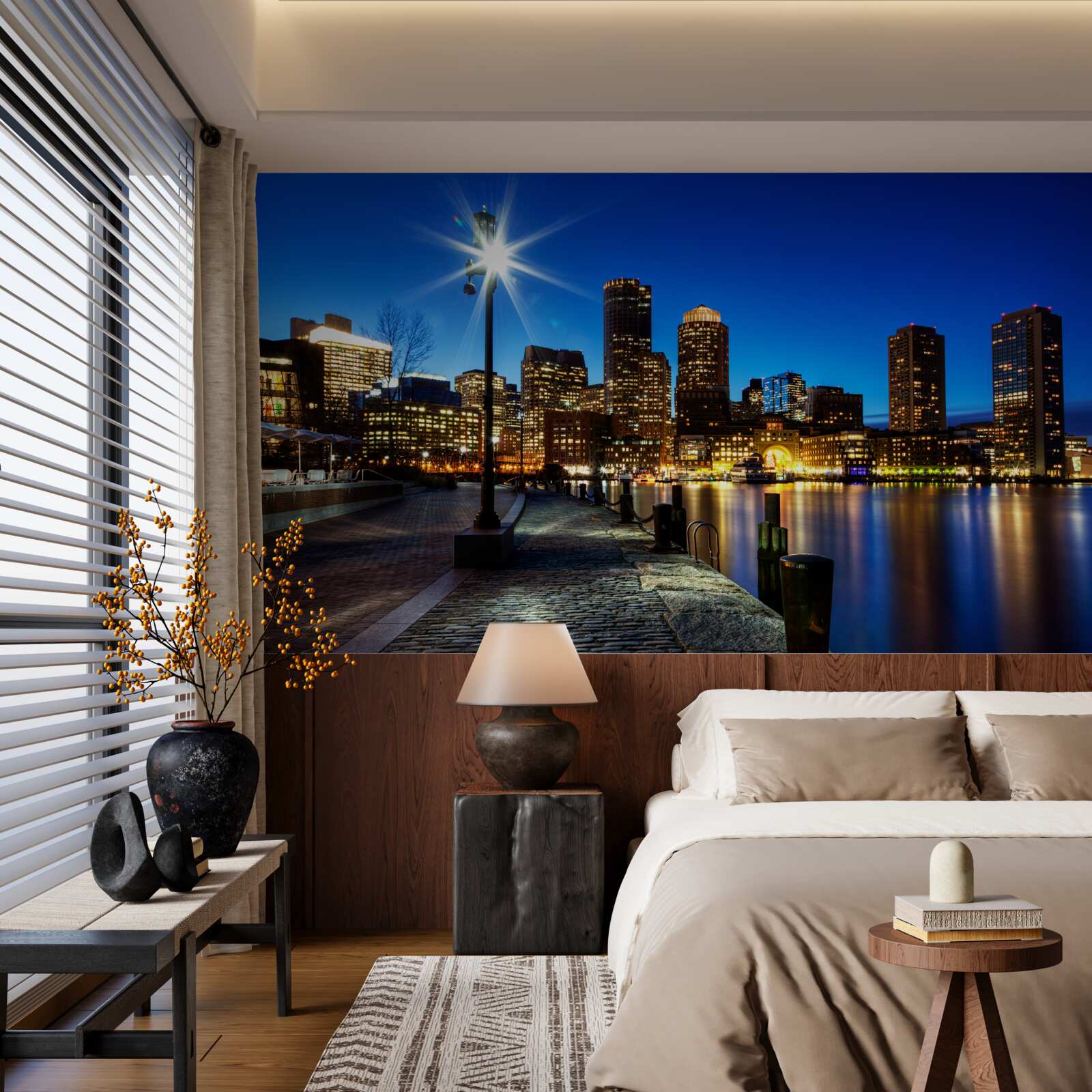 Fototapet panoramă a orașului cu vedere la digul gol