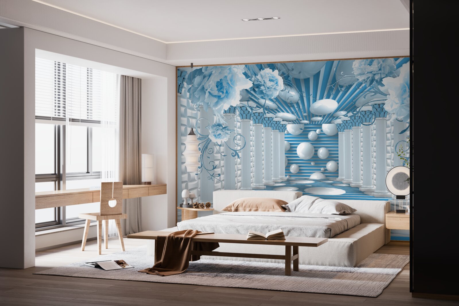 Fototapet trandafirul albastru creează un tunel abstract