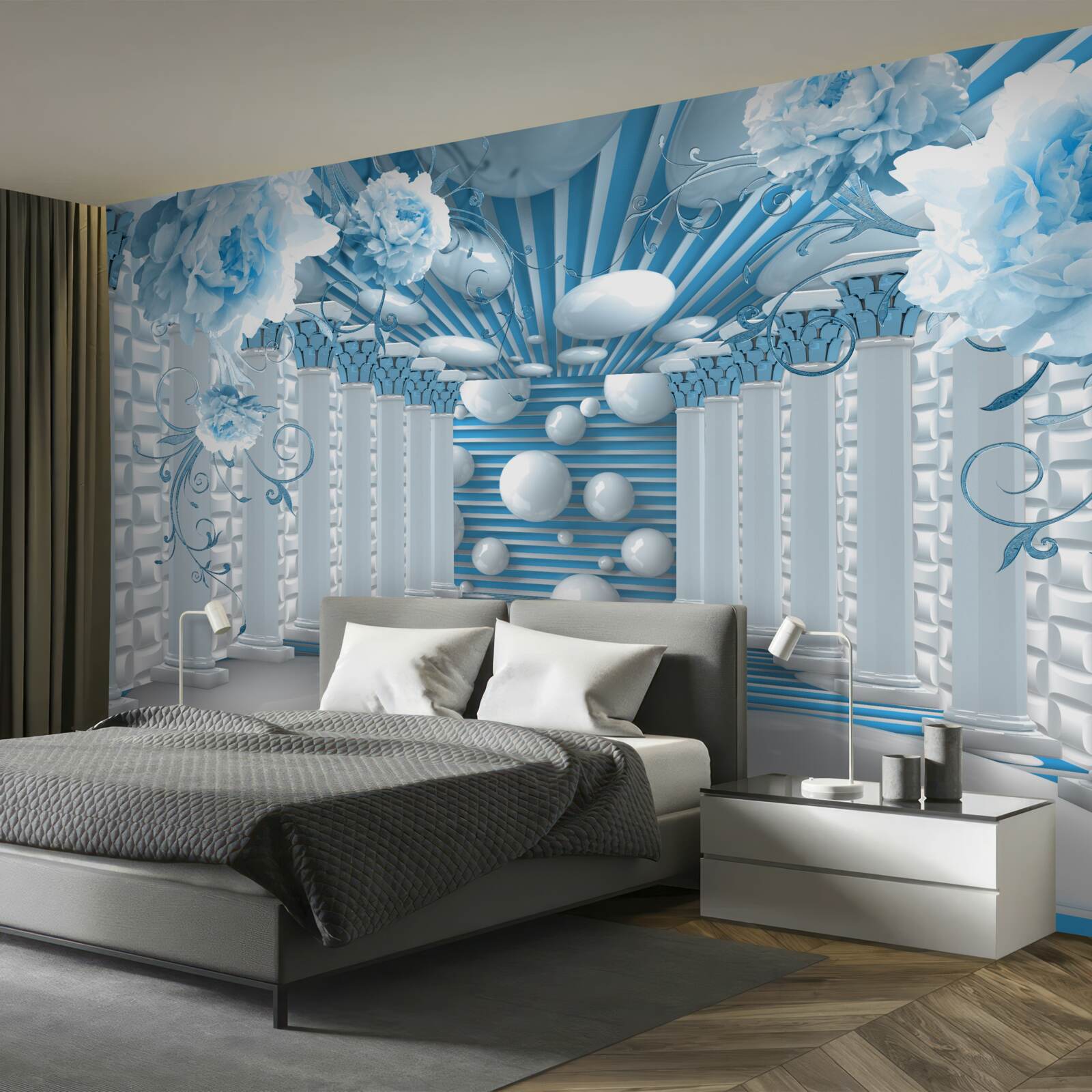 Fototapet trandafirul albastru creează un tunel abstract