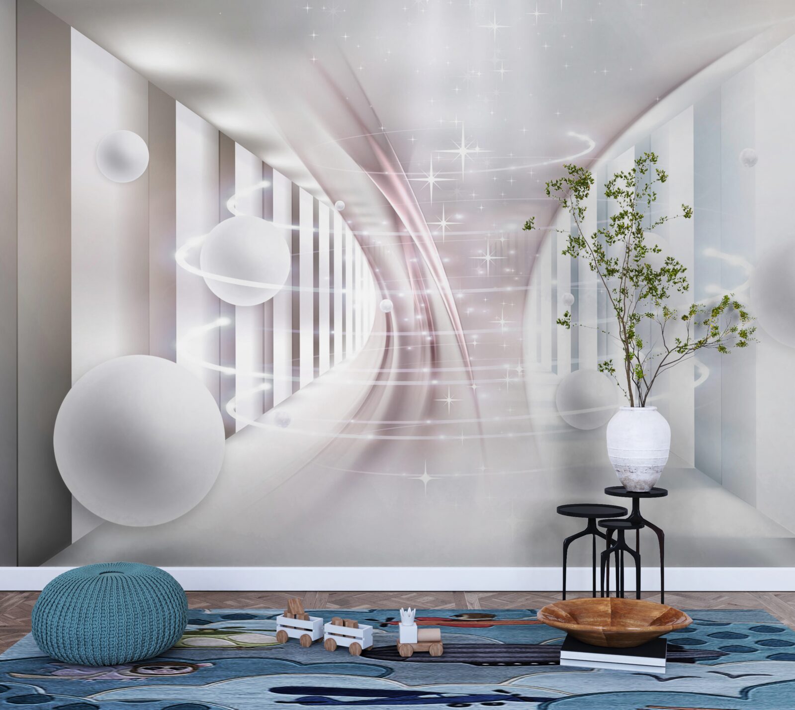 Fototapet bile abstracte și un tunel în formă de pătrat