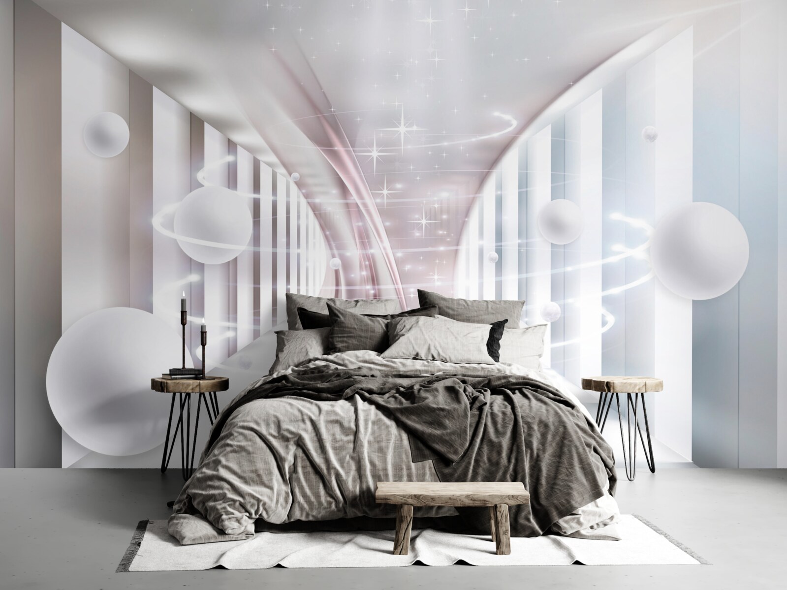 Fototapet bile abstracte și un tunel în formă de pătrat