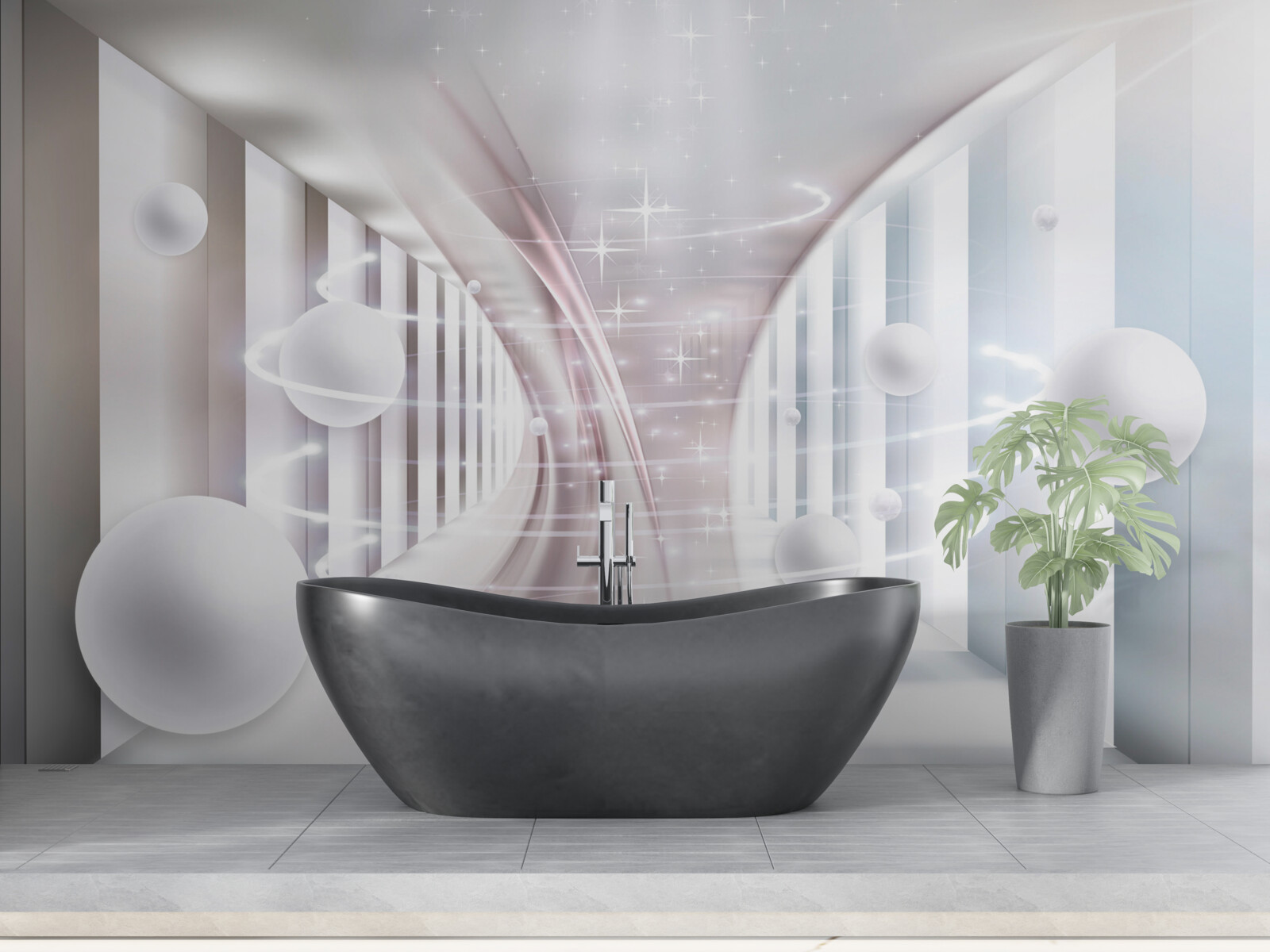 Fototapet bile abstracte și un tunel în formă de pătrat