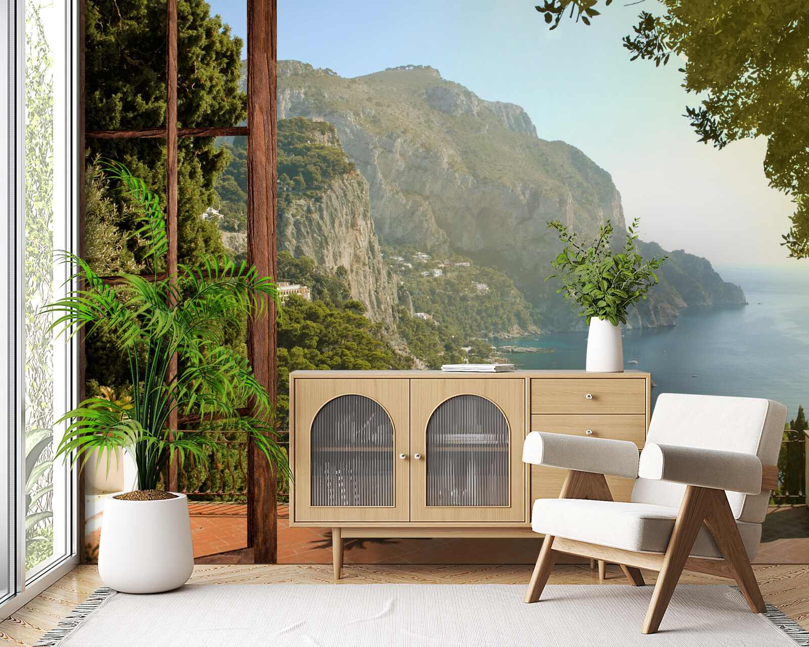 Fototapet Vedere la mare și la munte direct din balcon