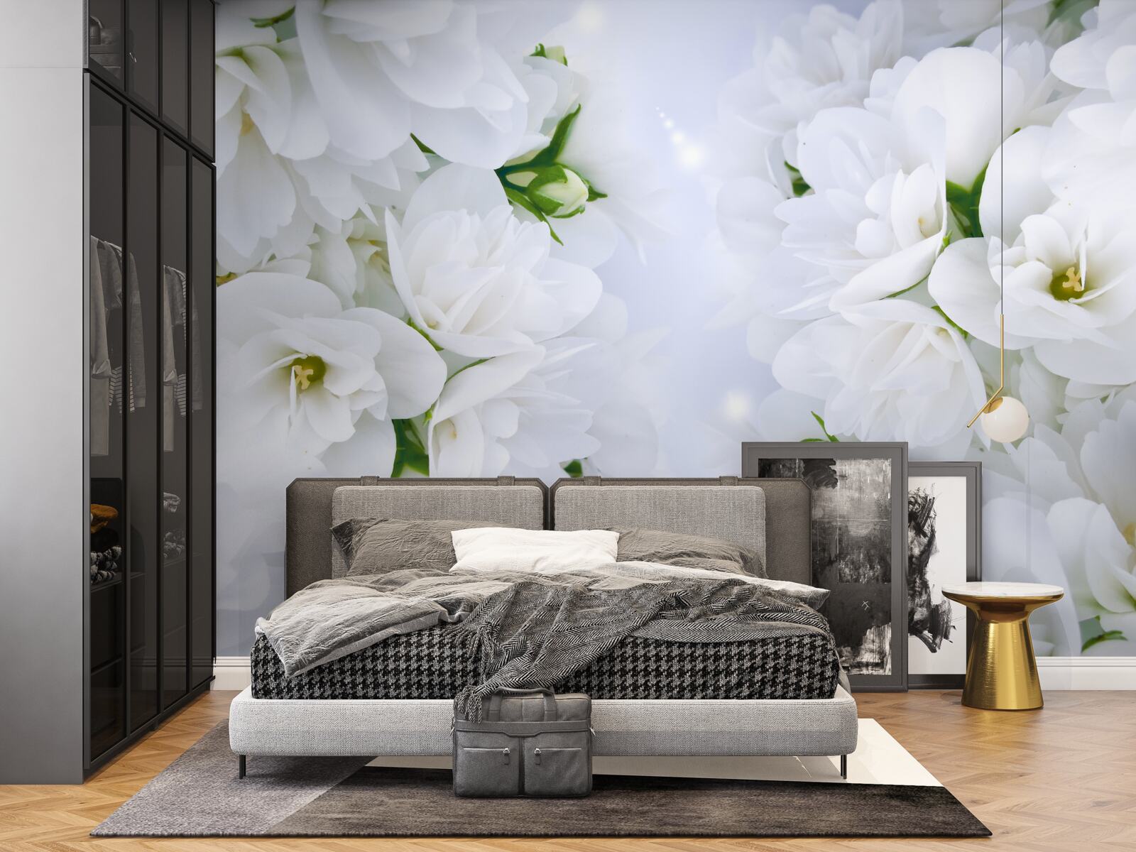 Fototapet florile sunt mari și albe