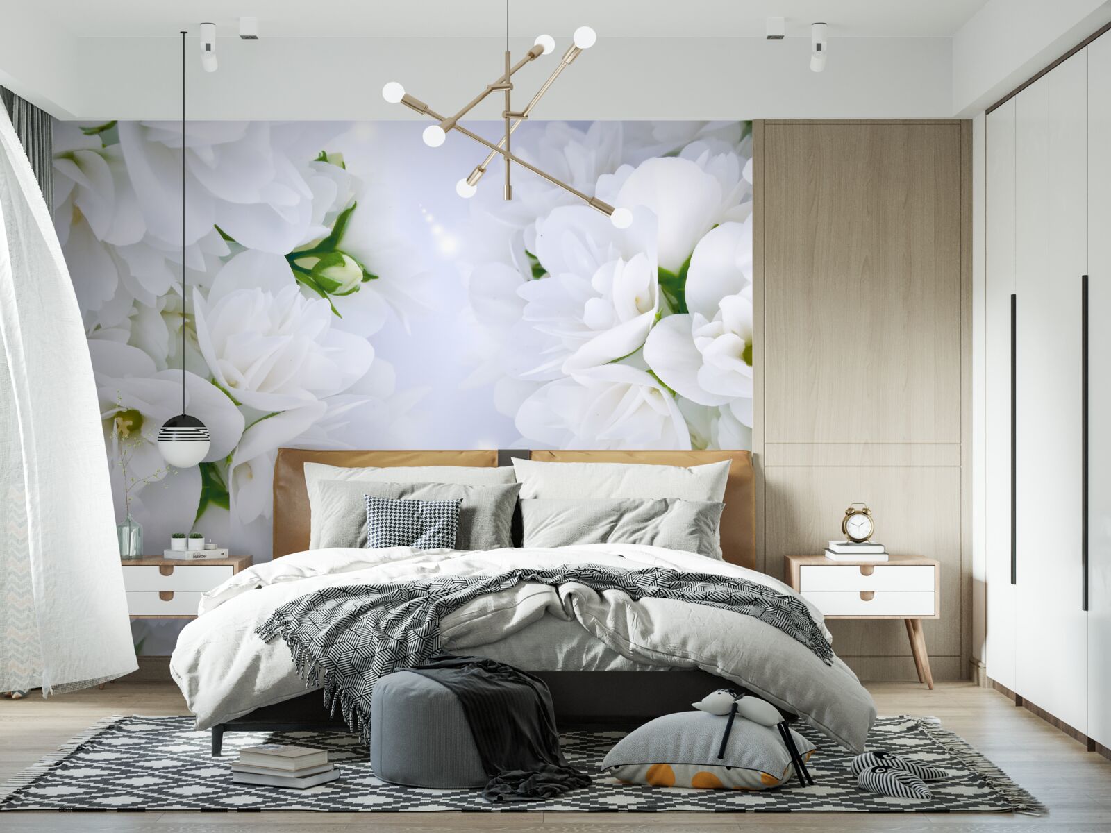 Fototapet florile sunt mari și albe