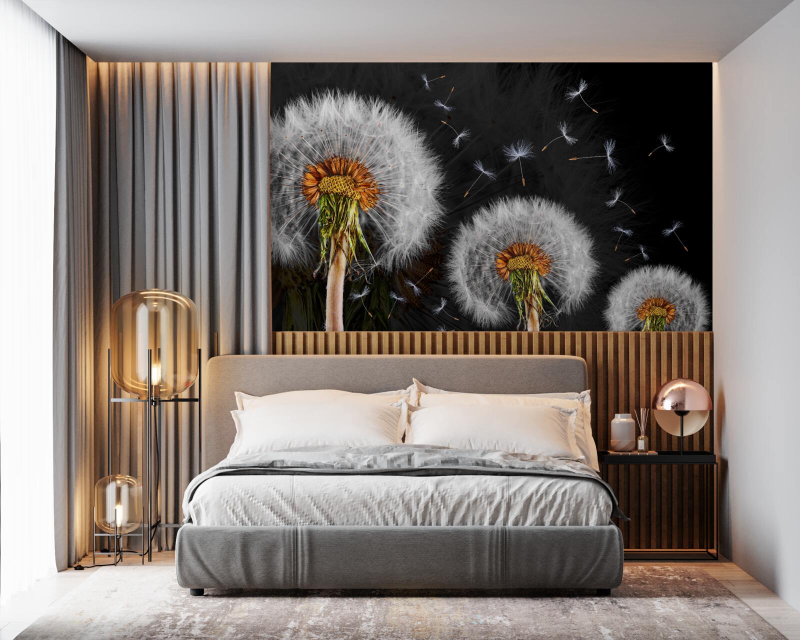 Fototapet în creștere, petale de păpădie împrăștiate