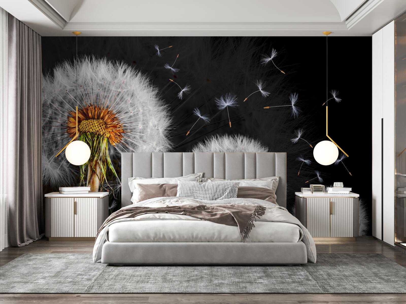 Fototapet în creștere, petale de păpădie împrăștiate