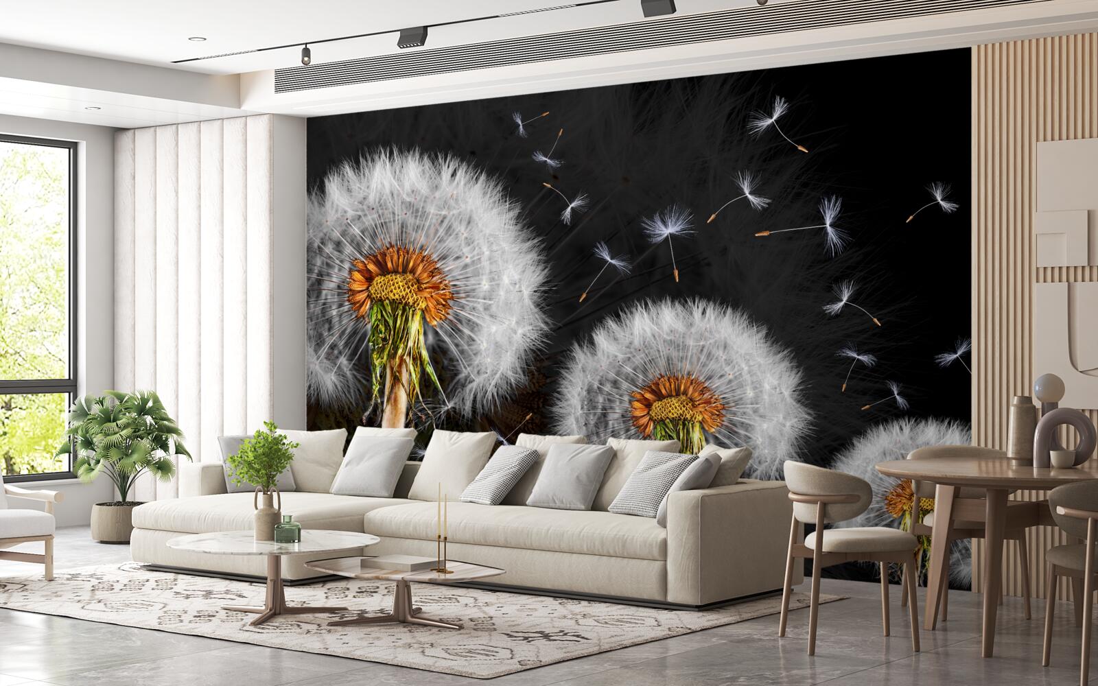 Fototapet în creștere, petale de păpădie împrăștiate