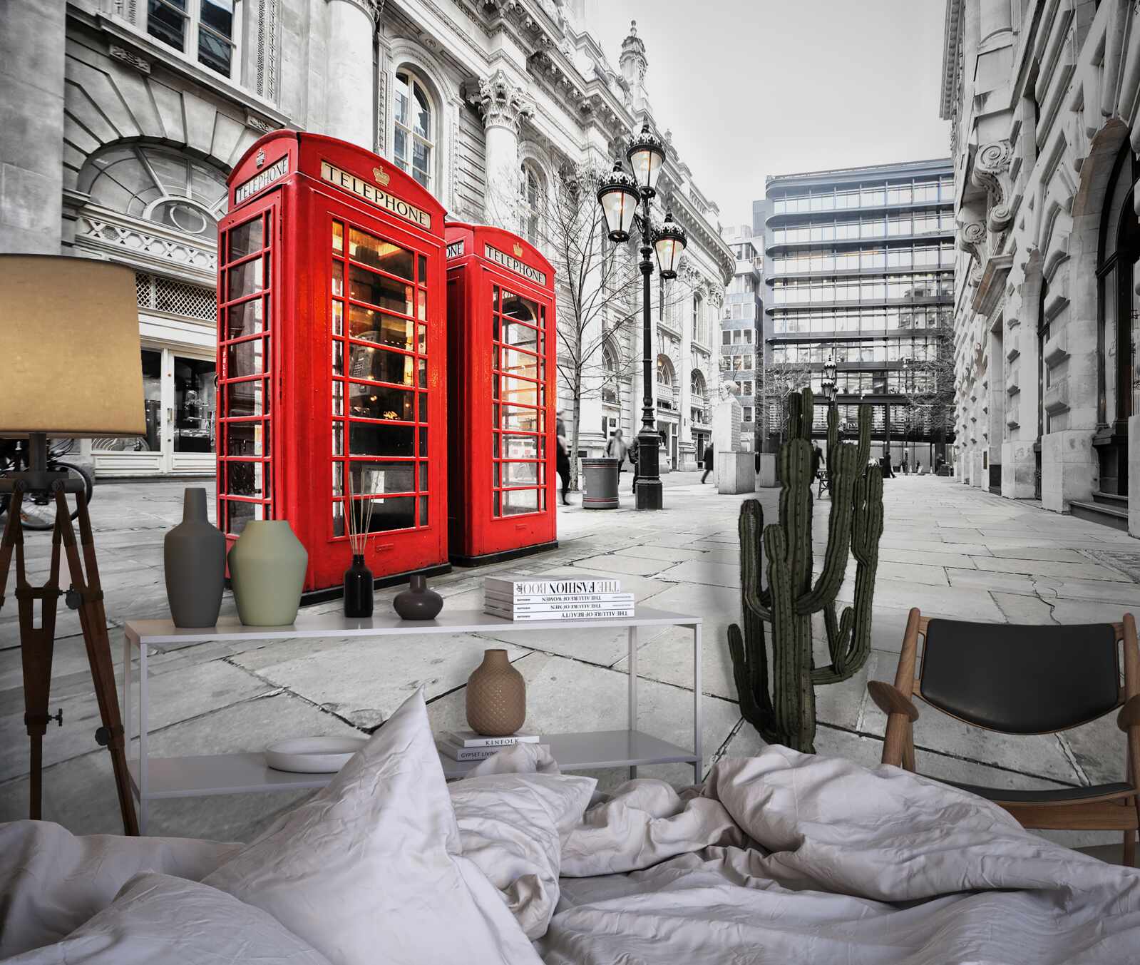 Fototapet cabine telefonice roșii pe străzi