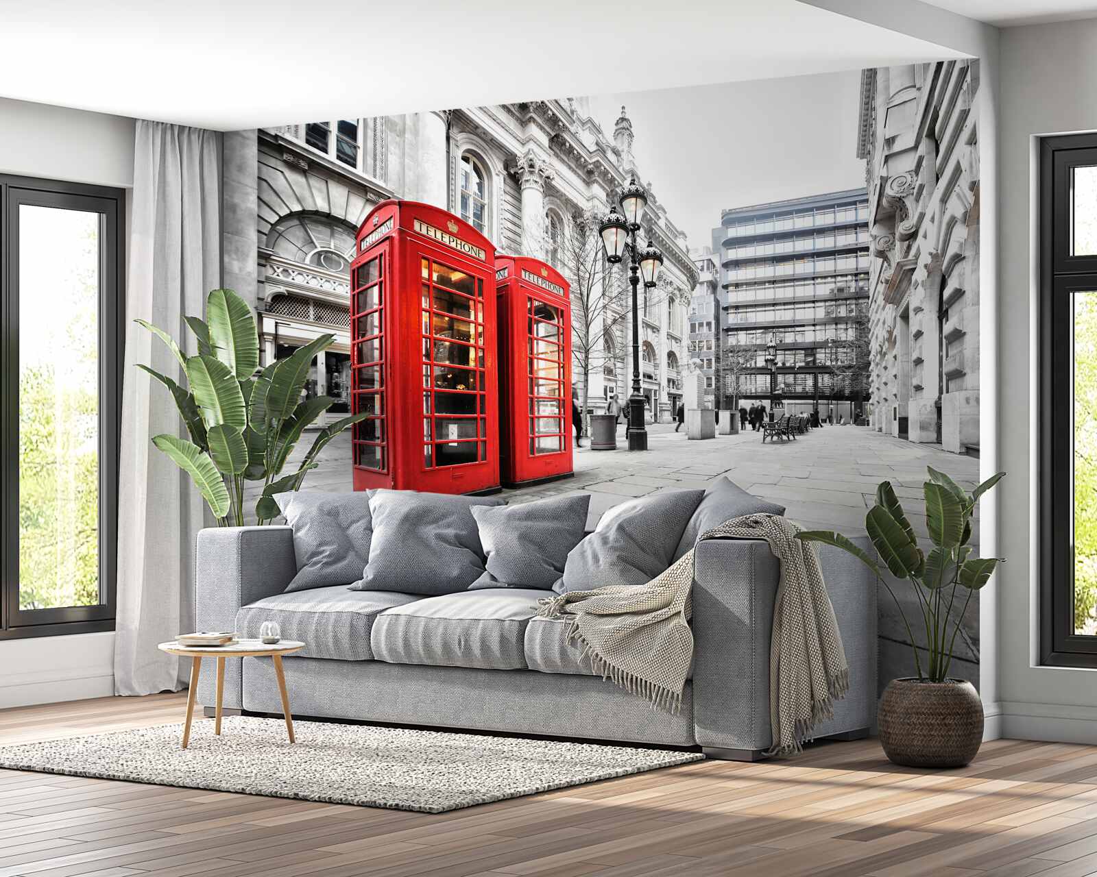Fototapet cabine telefonice roșii pe străzi