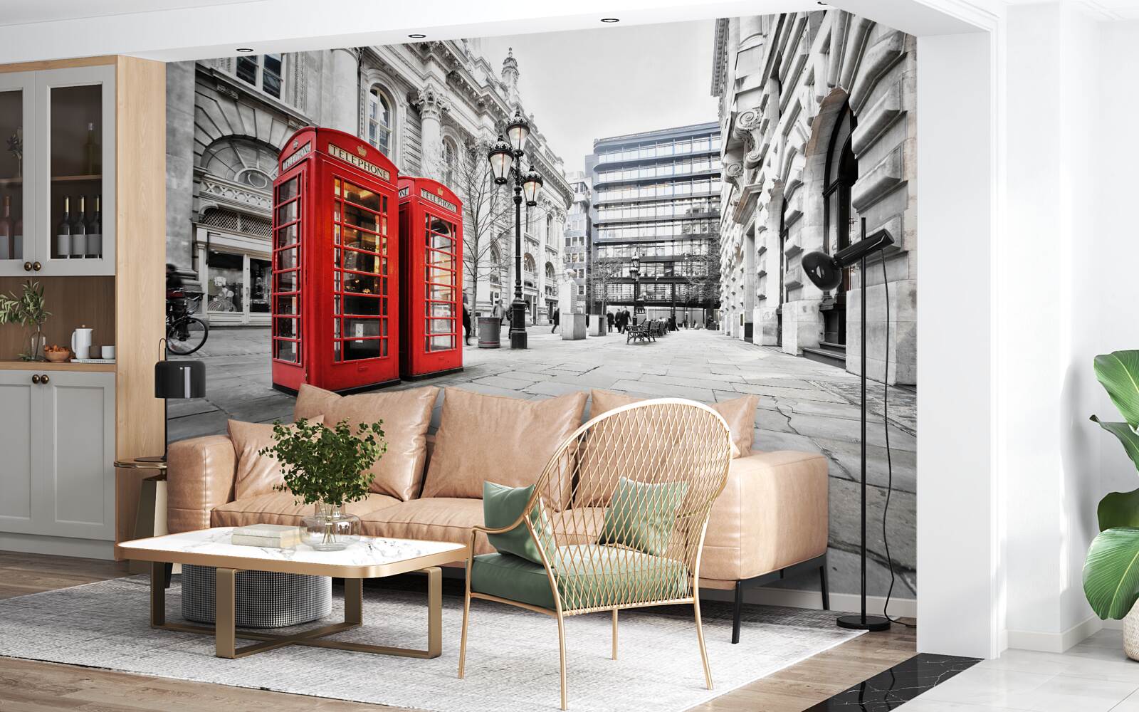 Fototapet cabine telefonice roșii pe străzi
