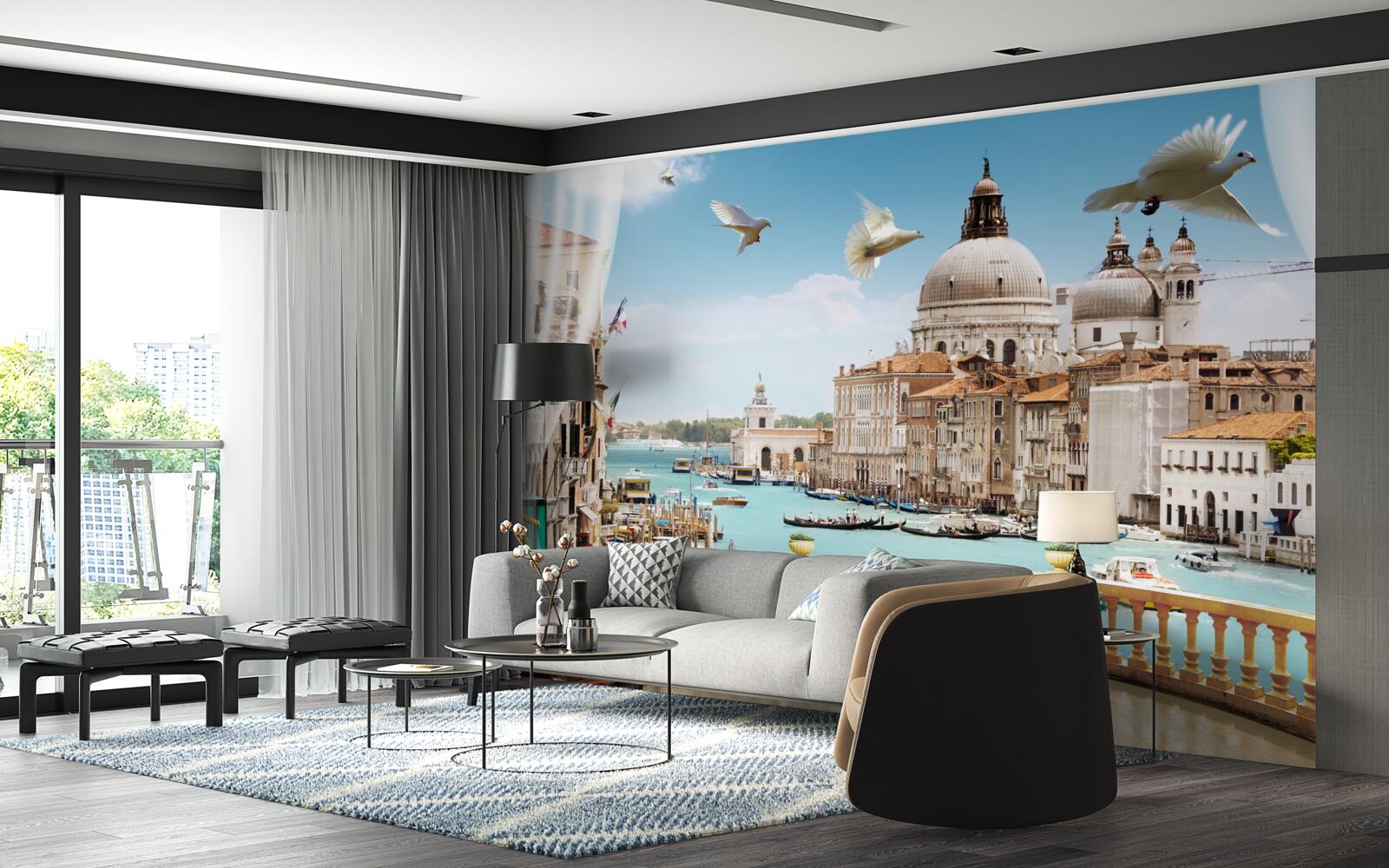 Fototapet priveliștea de la balcon oferă o panoramă magnifică a orașului Veneția