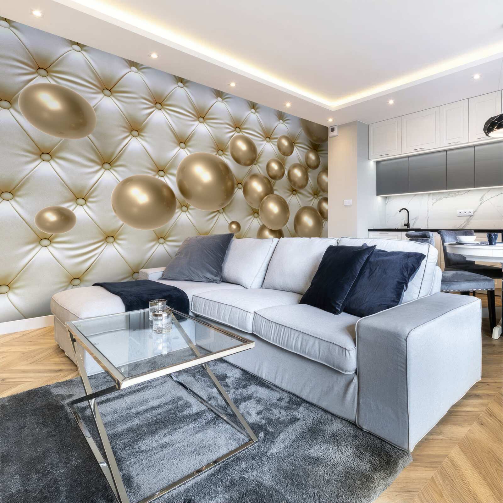 Fototapet margele aurii pe coperta din piele