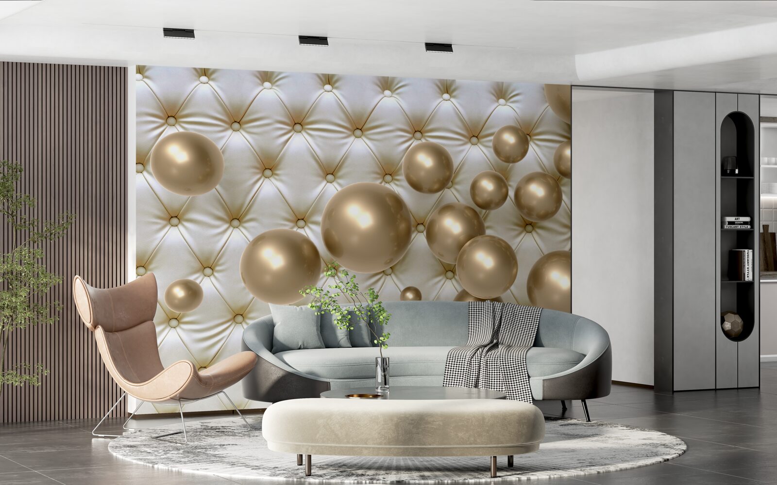 Fototapet margele aurii pe coperta din piele