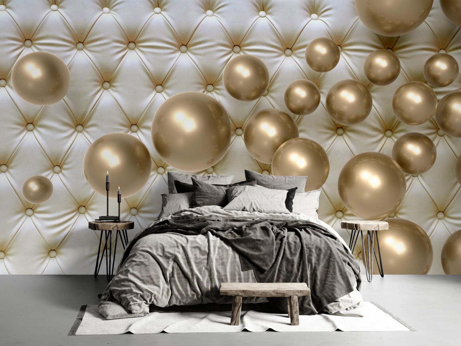 Fototapet margele aurii pe coperta din piele