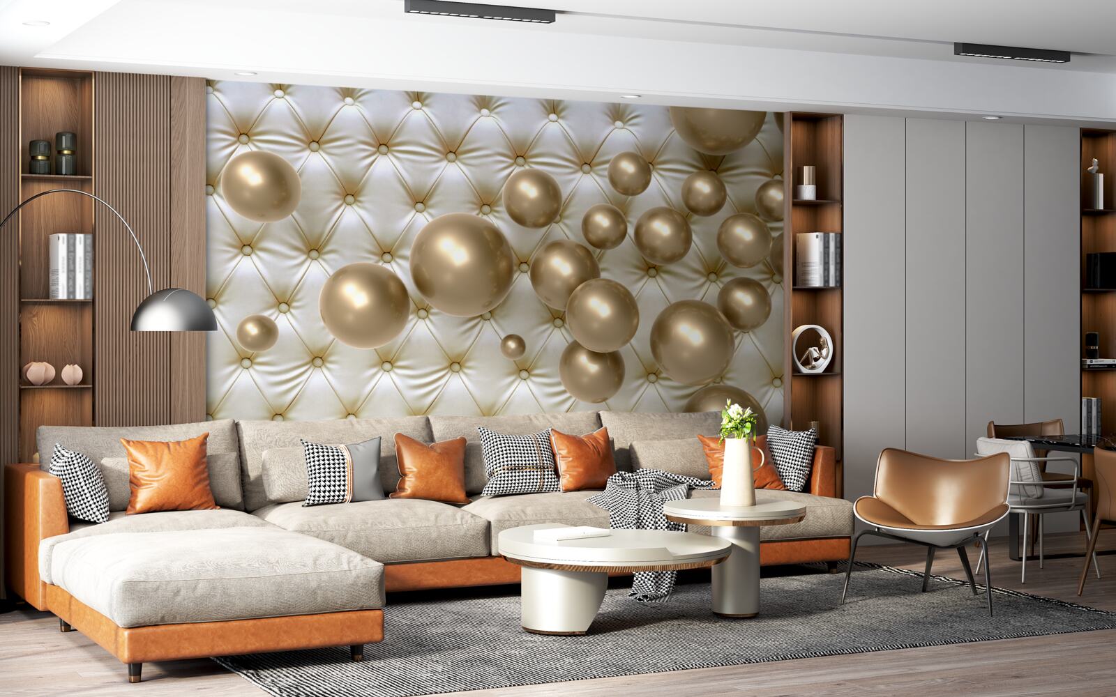 Fototapet margele aurii pe coperta din piele