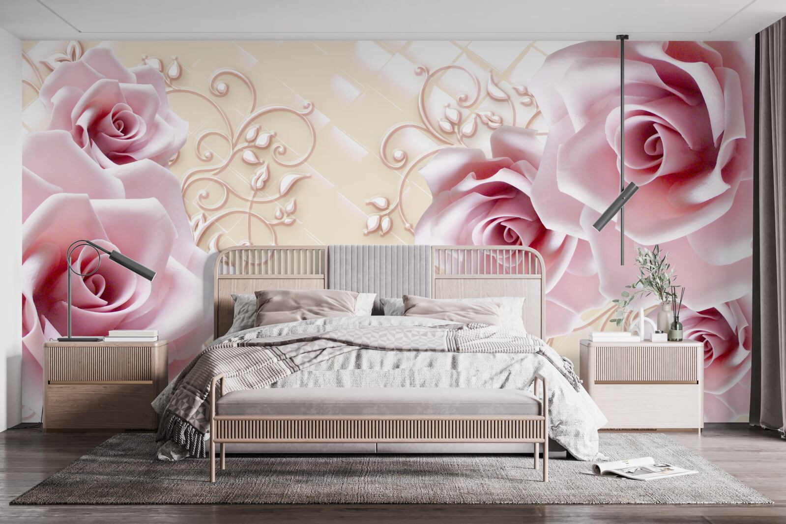 Fototapet trandafiri roz pudră