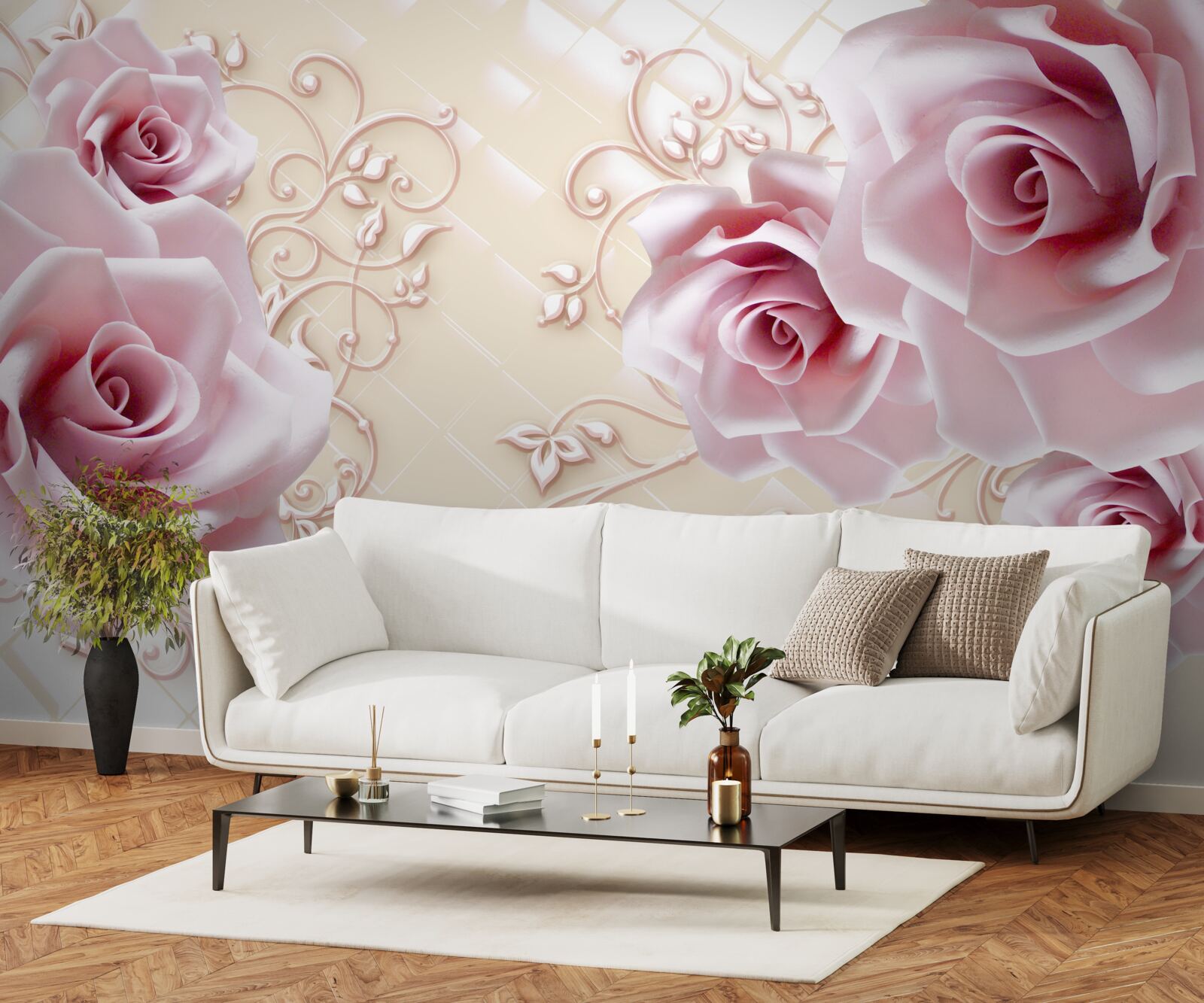 Fototapet trandafiri roz pudră