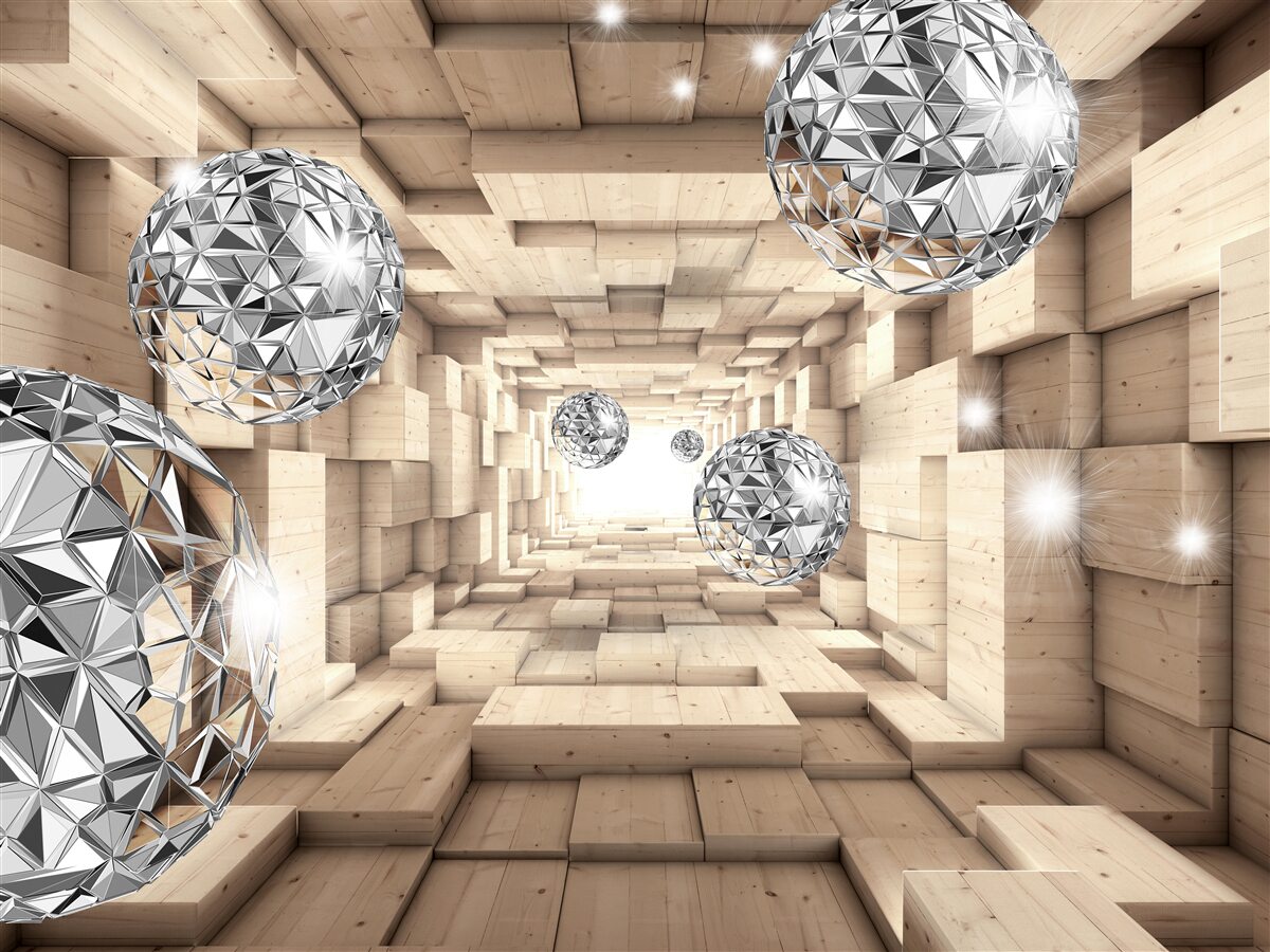 Fototapet gloanțe de argint în pasajul de bronz