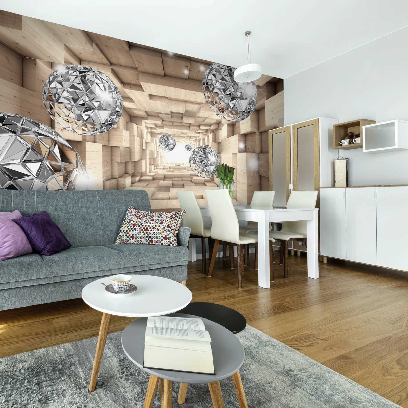 Fototapet gloanțe de argint în pasajul de bronz