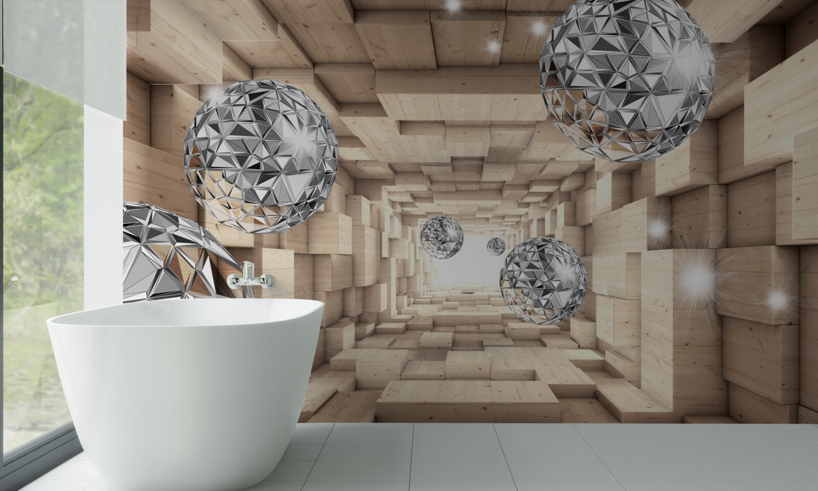 Fototapet gloanțe de argint în pasajul de bronz