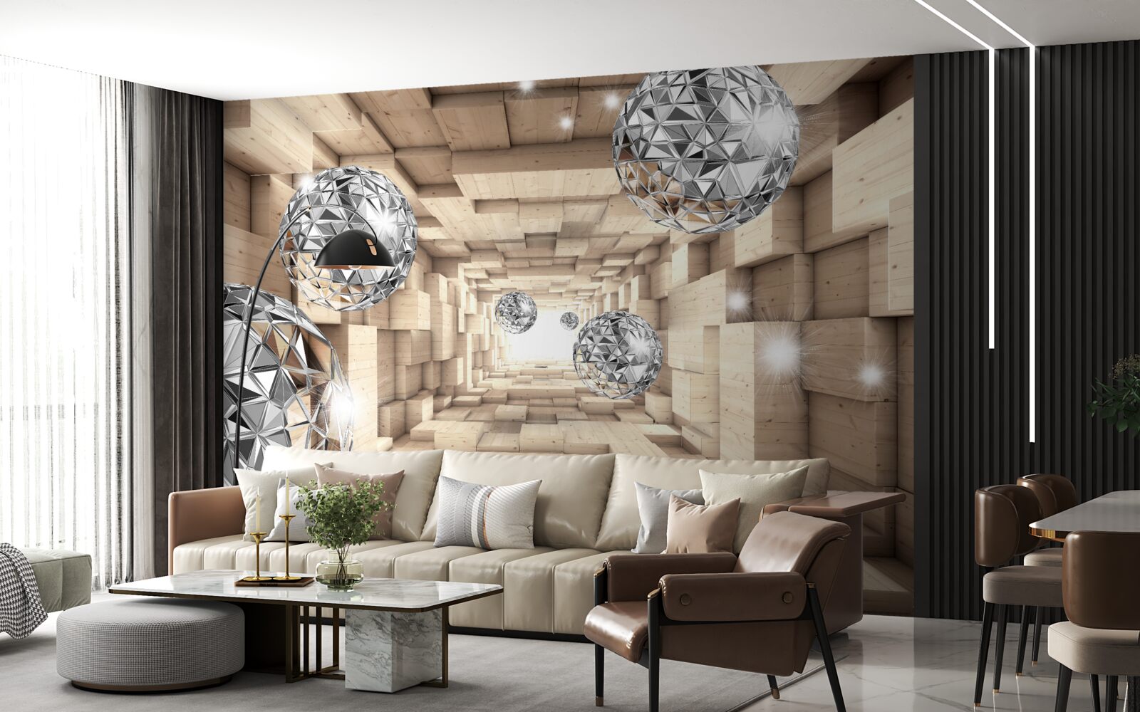 Fototapet gloanțe de argint în pasajul de bronz