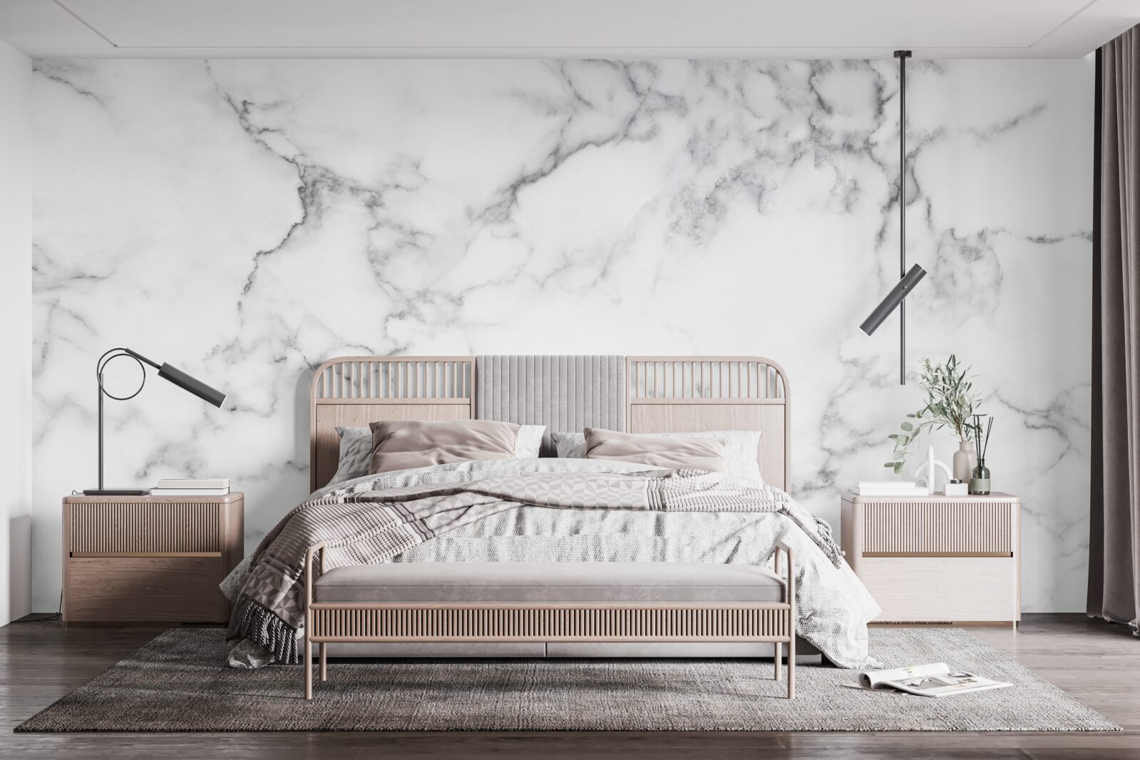 Fototapet marmură albă cu modele negre