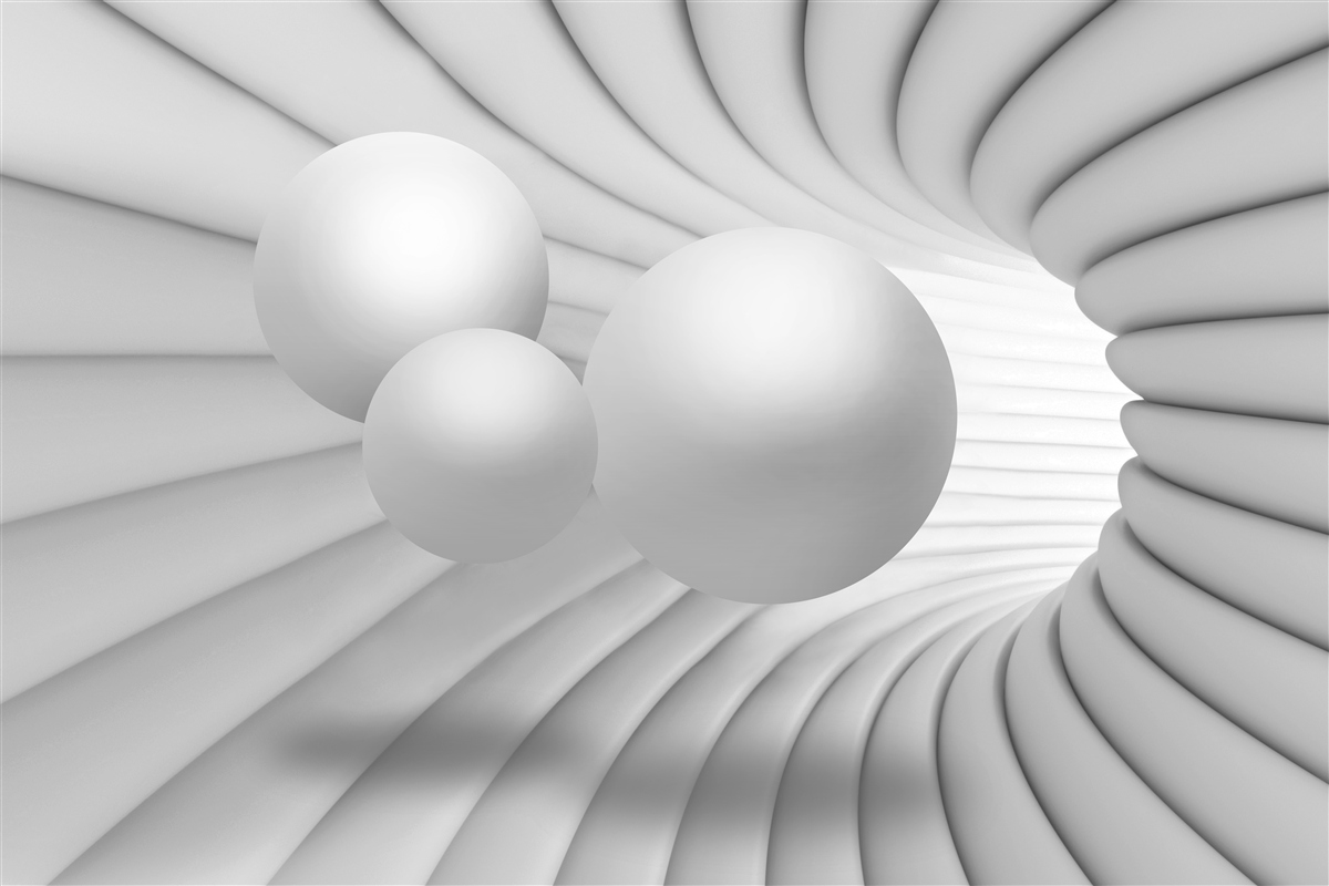 Fototapet perspectiva tunelului este plină cu bile argintii