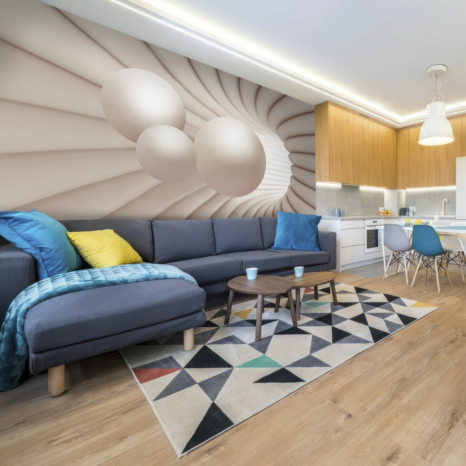 Fototapet trei perle zboară în pasaj