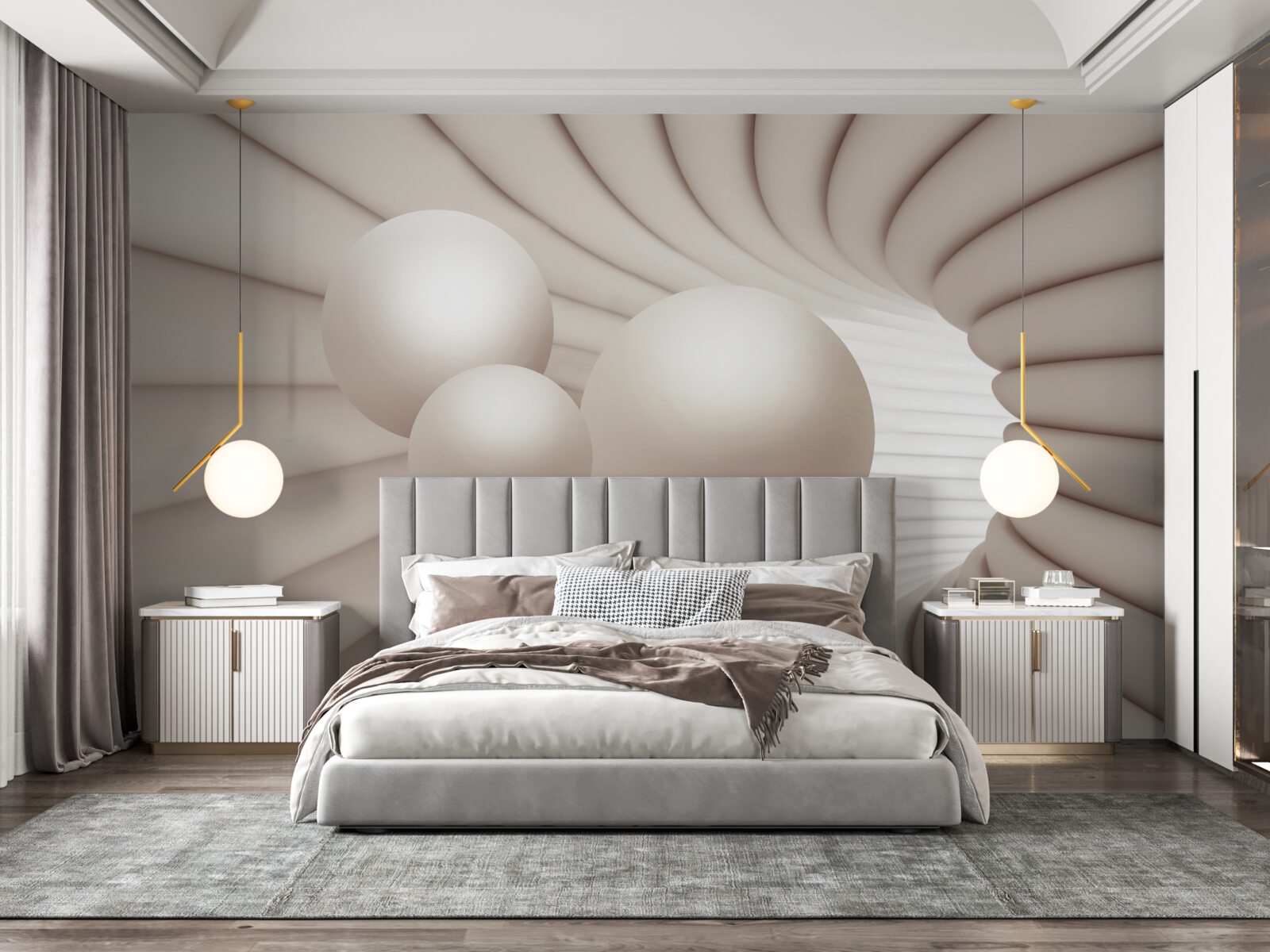 Fototapet trei perle zboară în pasaj