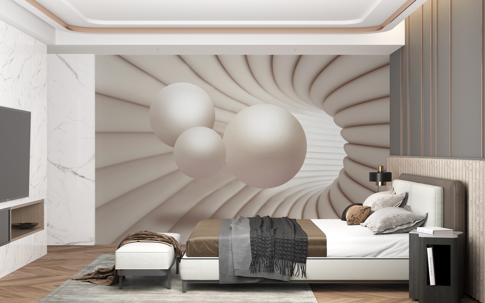 Fototapet trei perle zboară în pasaj