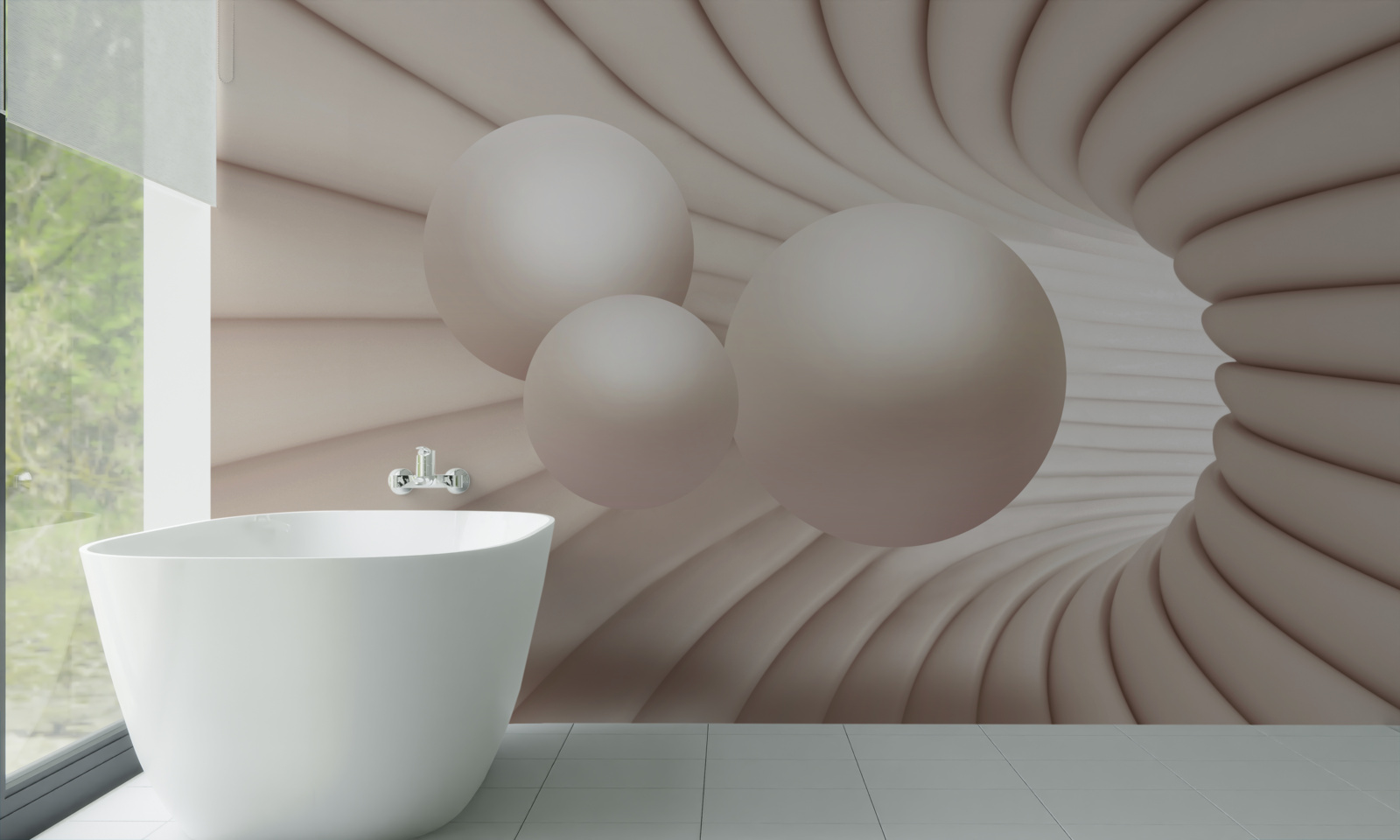 Fototapet trei perle zboară în pasaj