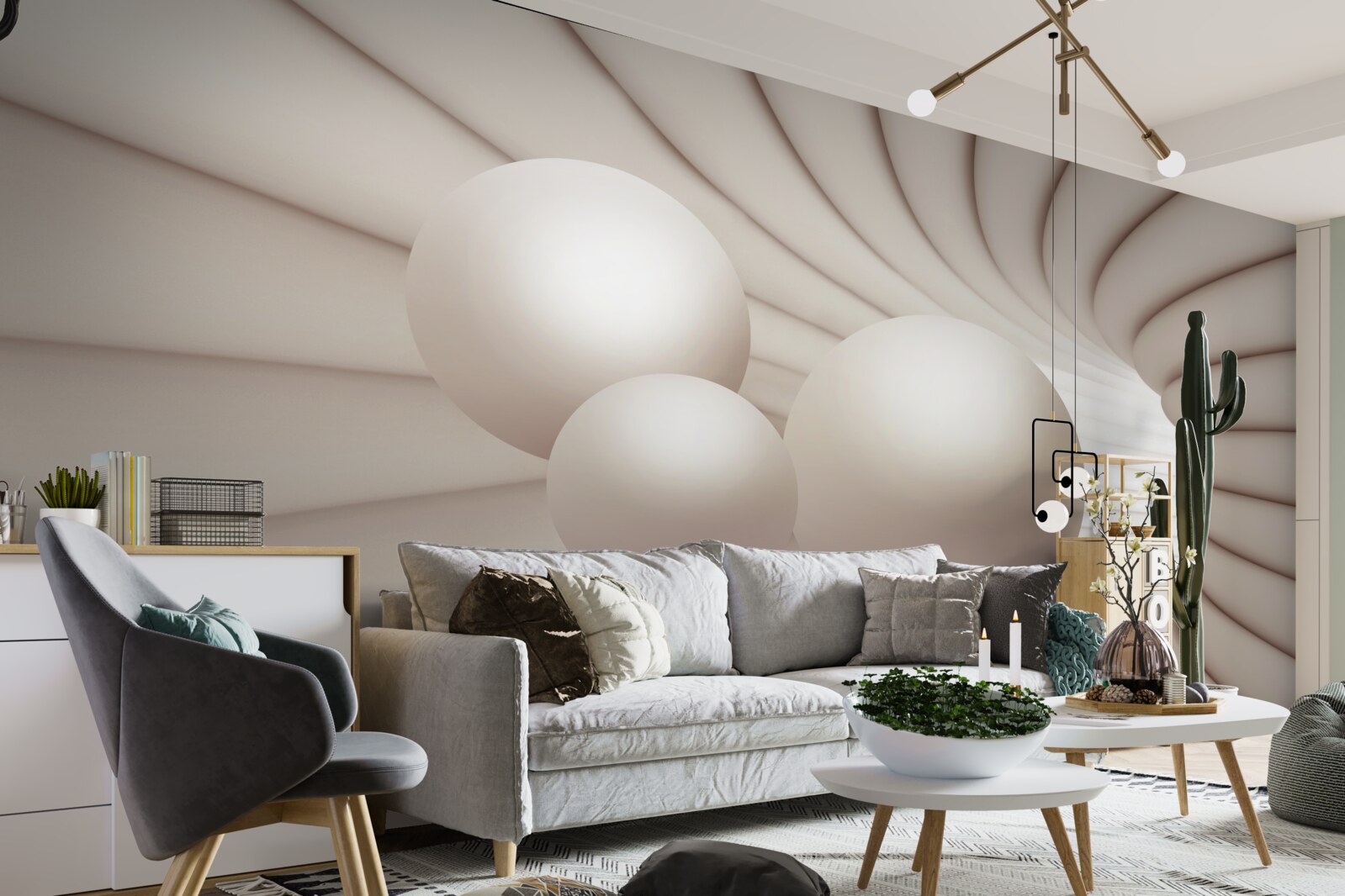 Fototapet trei perle zboară în pasaj