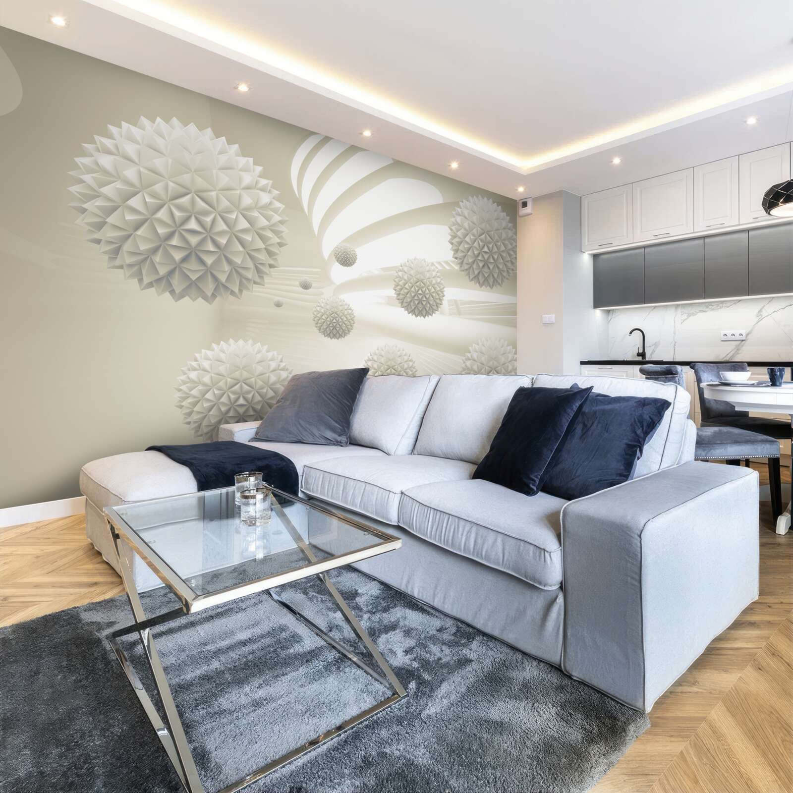 Fototapet perspectiva bilelor strălucitoare care plutesc în aer