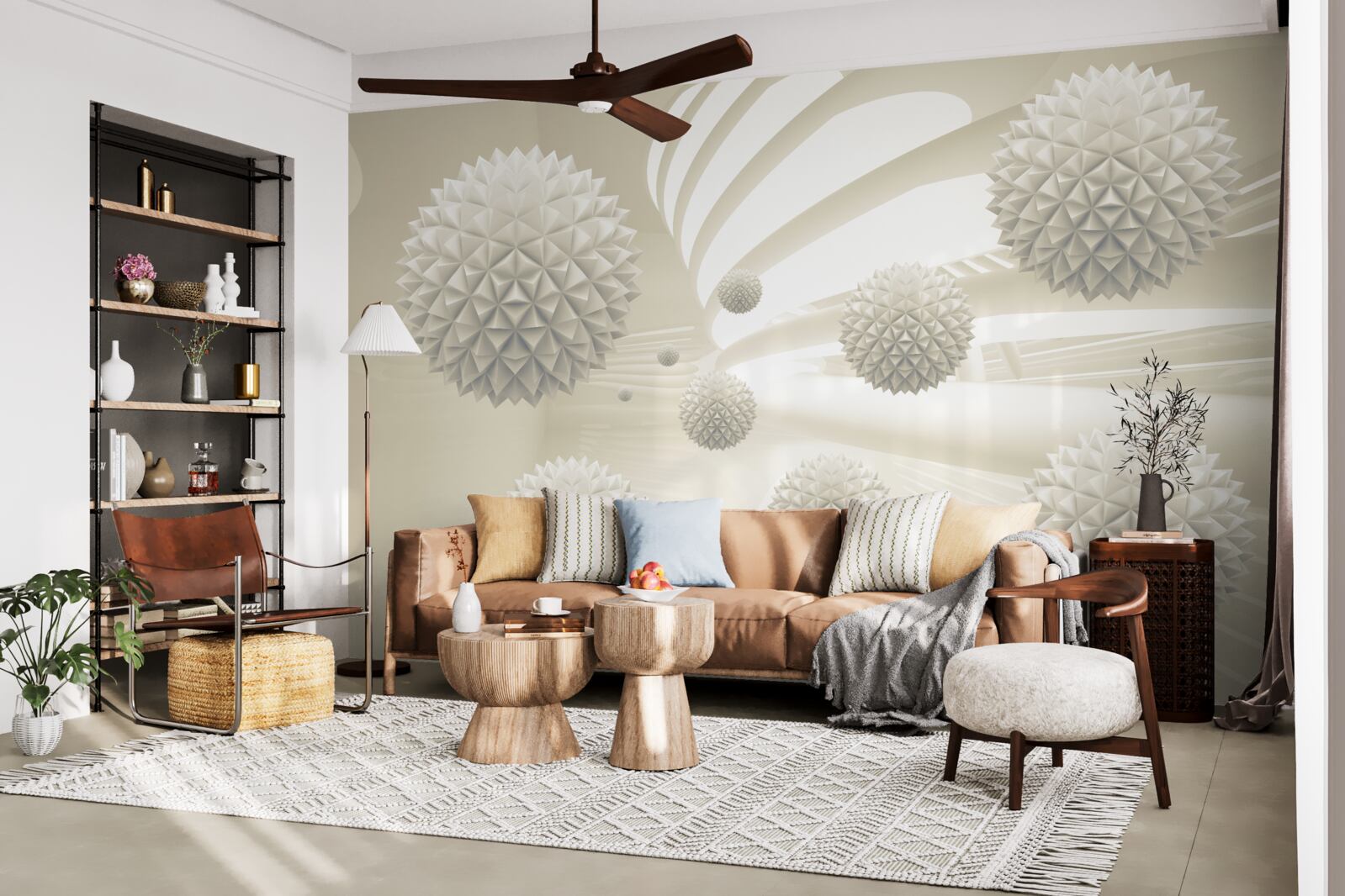 Fototapet perspectiva bilelor strălucitoare care plutesc în aer