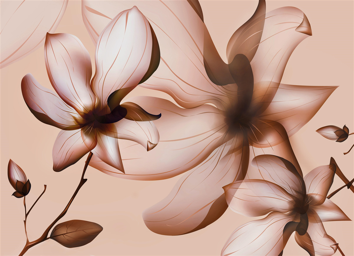 Fototapet fundal roz cu magnolii