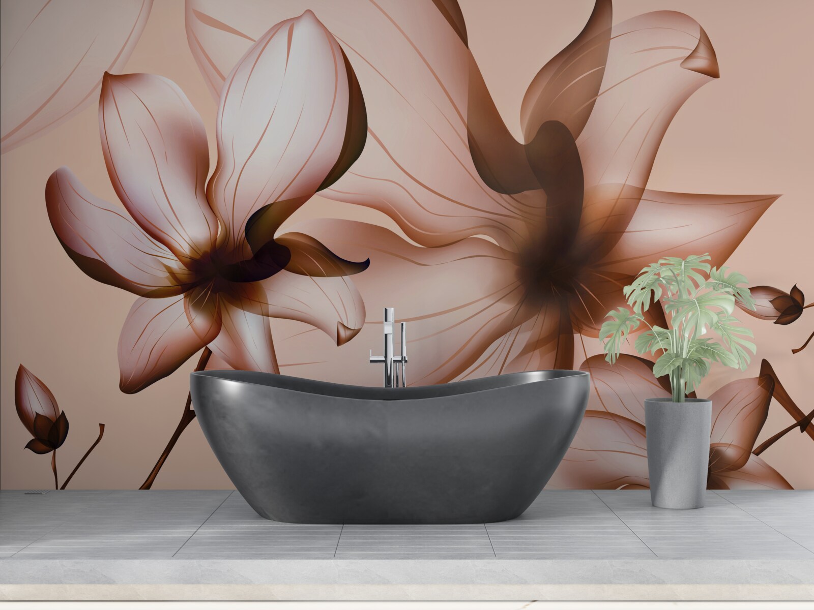 Fototapet fundal roz cu magnolii