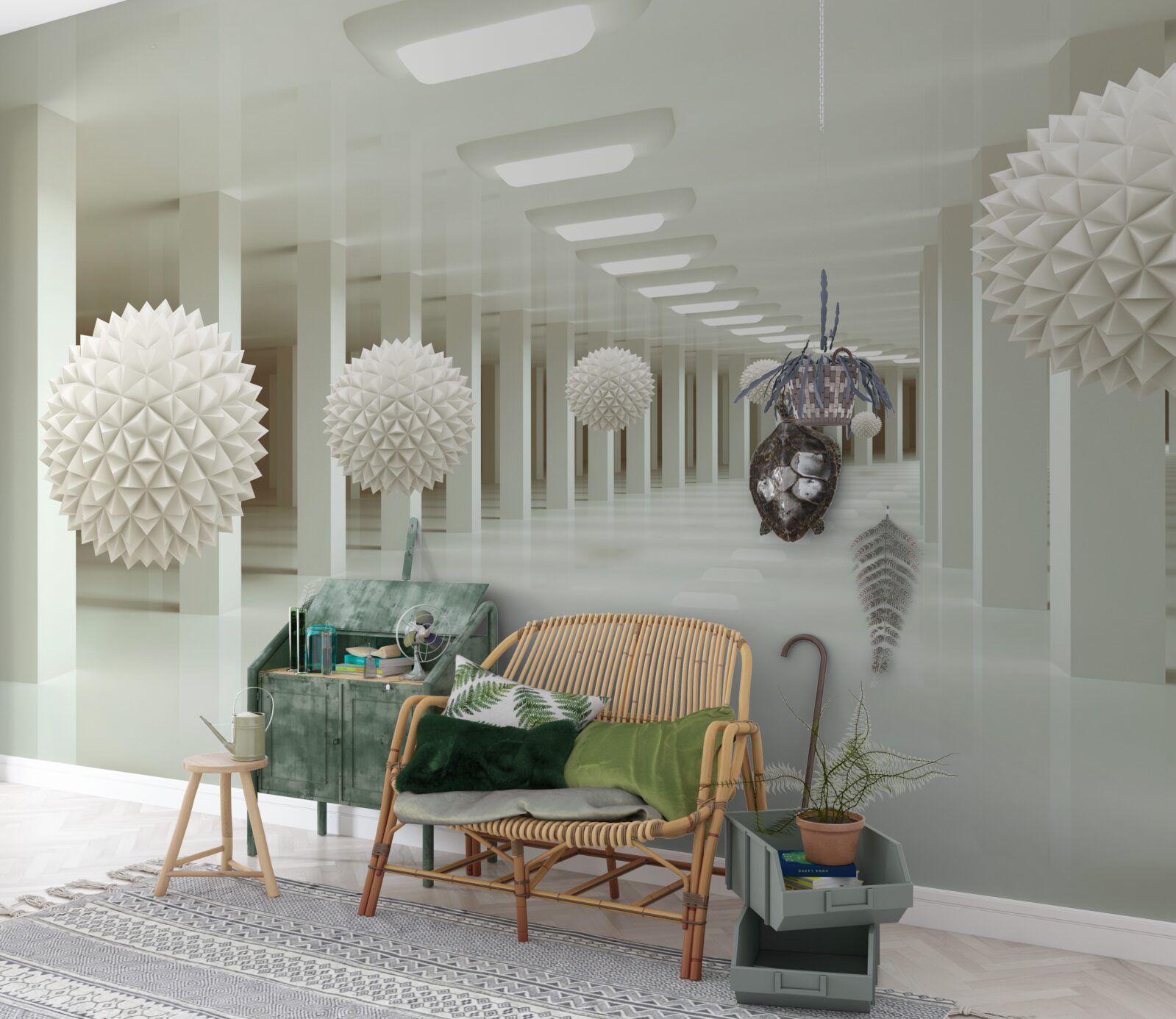 Fototapet perspectiva coloanei și a bilei