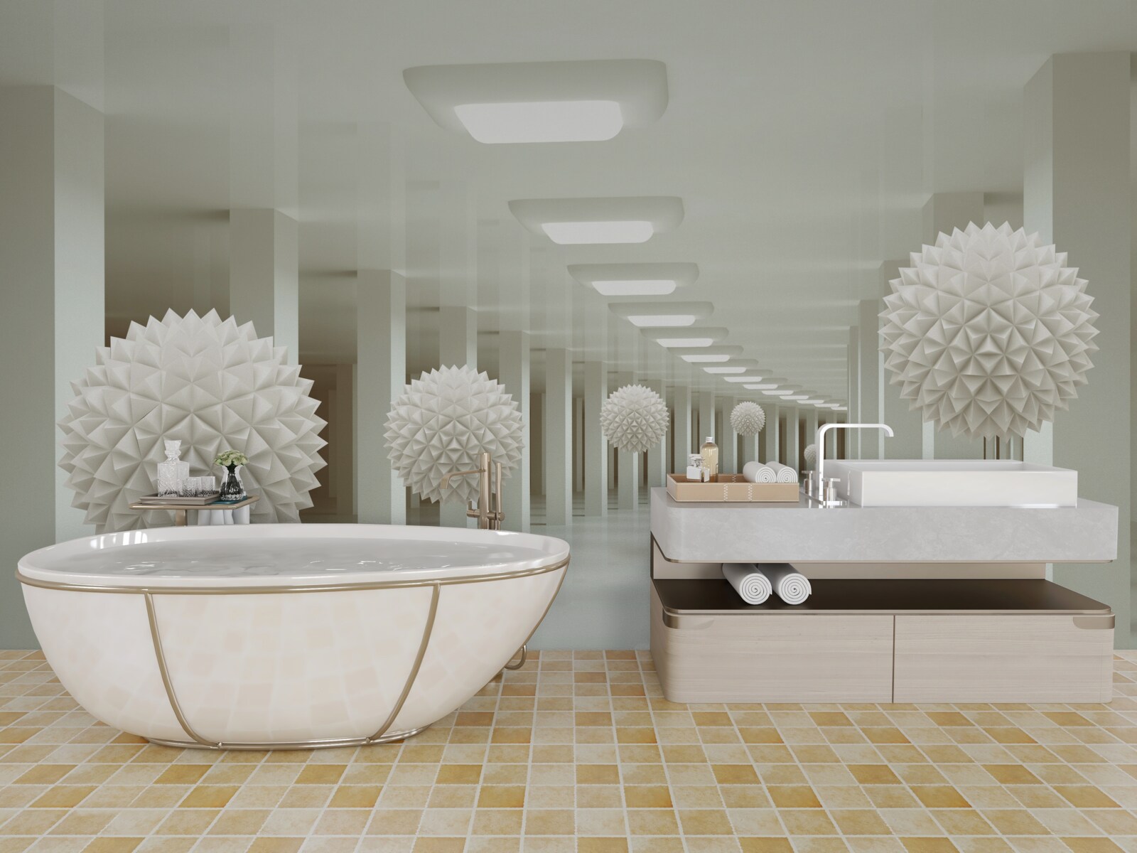 Fototapet perspectiva coloanei și a bilei