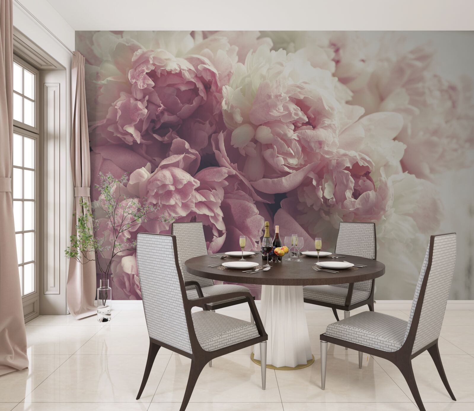 Fototapet Arc de bujori roz