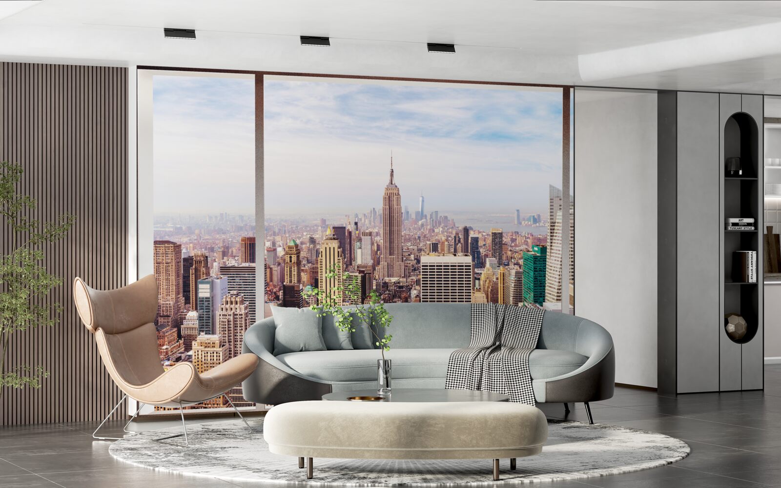 Fototapet vedere panoramică a orașului de la fereastră