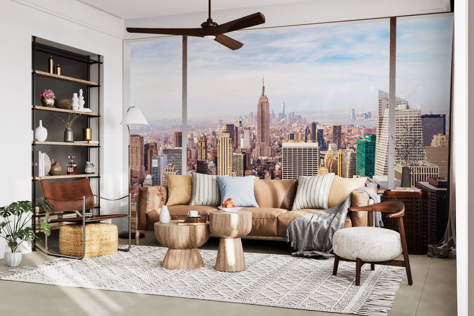 Fototapet vedere panoramică a orașului de la fereastră