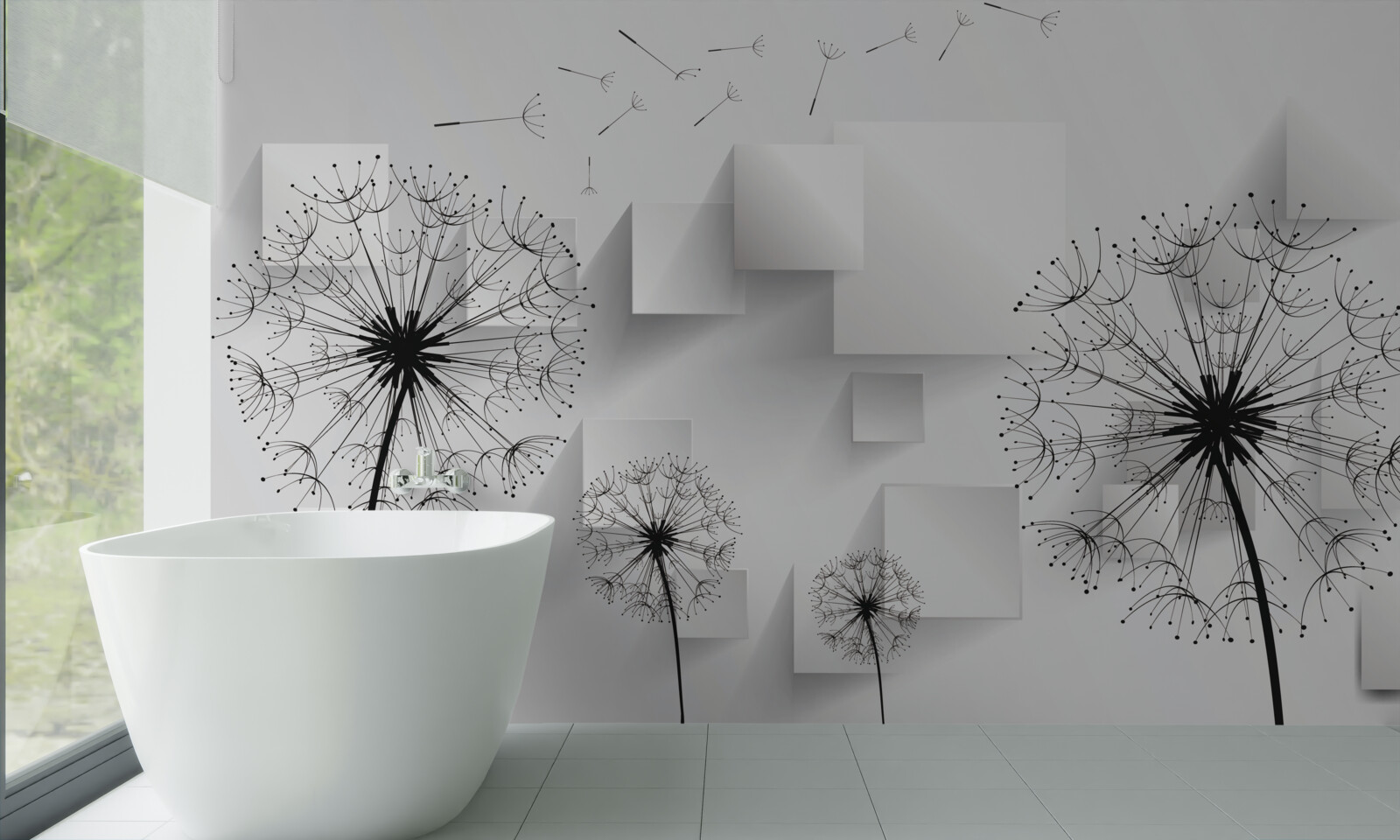 Fototapet zborul moale al florilor de păpădie