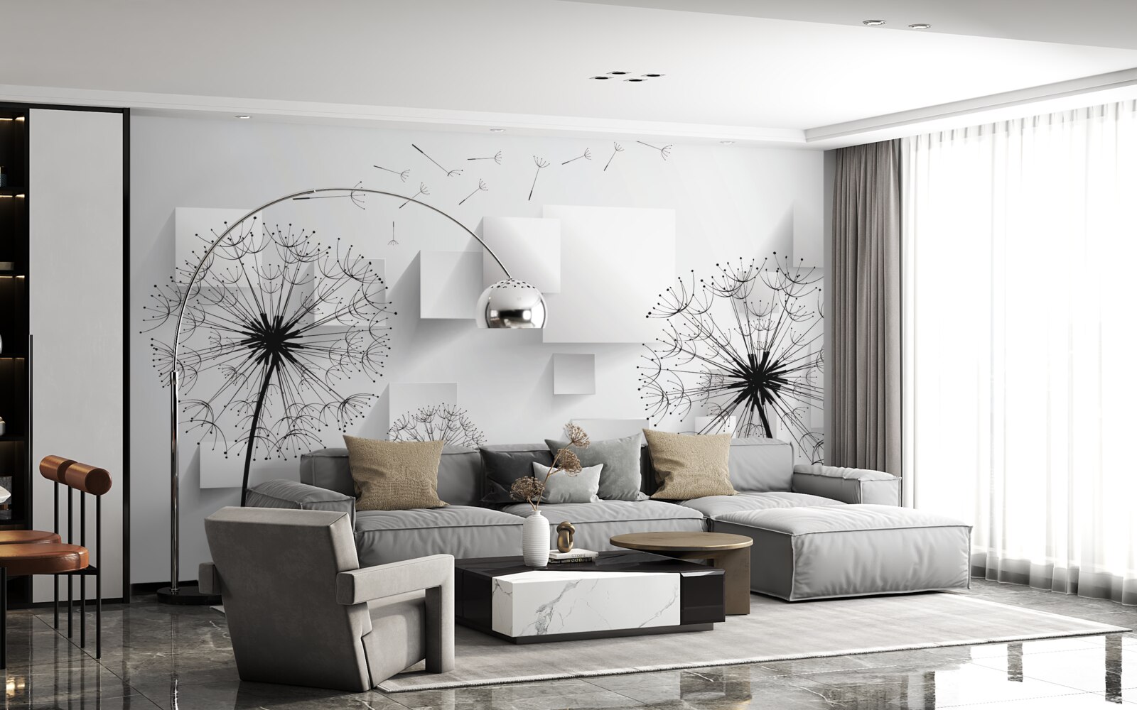 Fototapet zborul moale al florilor de păpădie