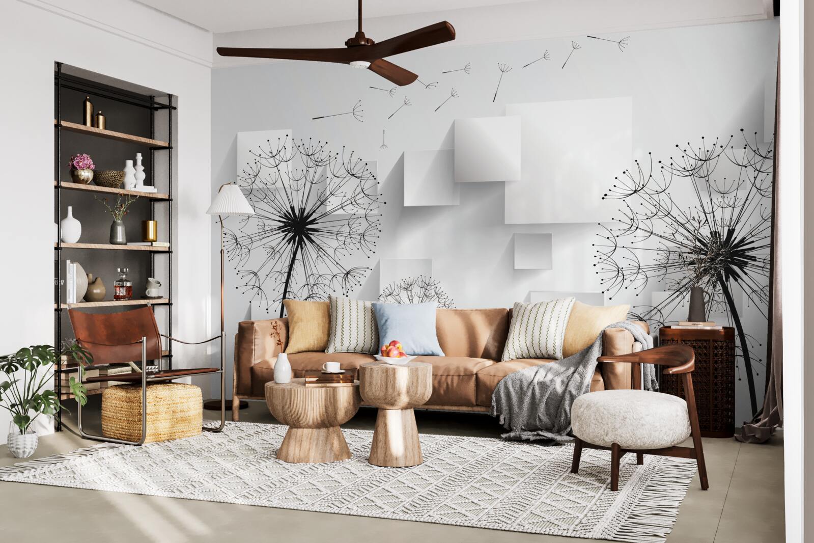 Fototapet zborul moale al florilor de păpădie