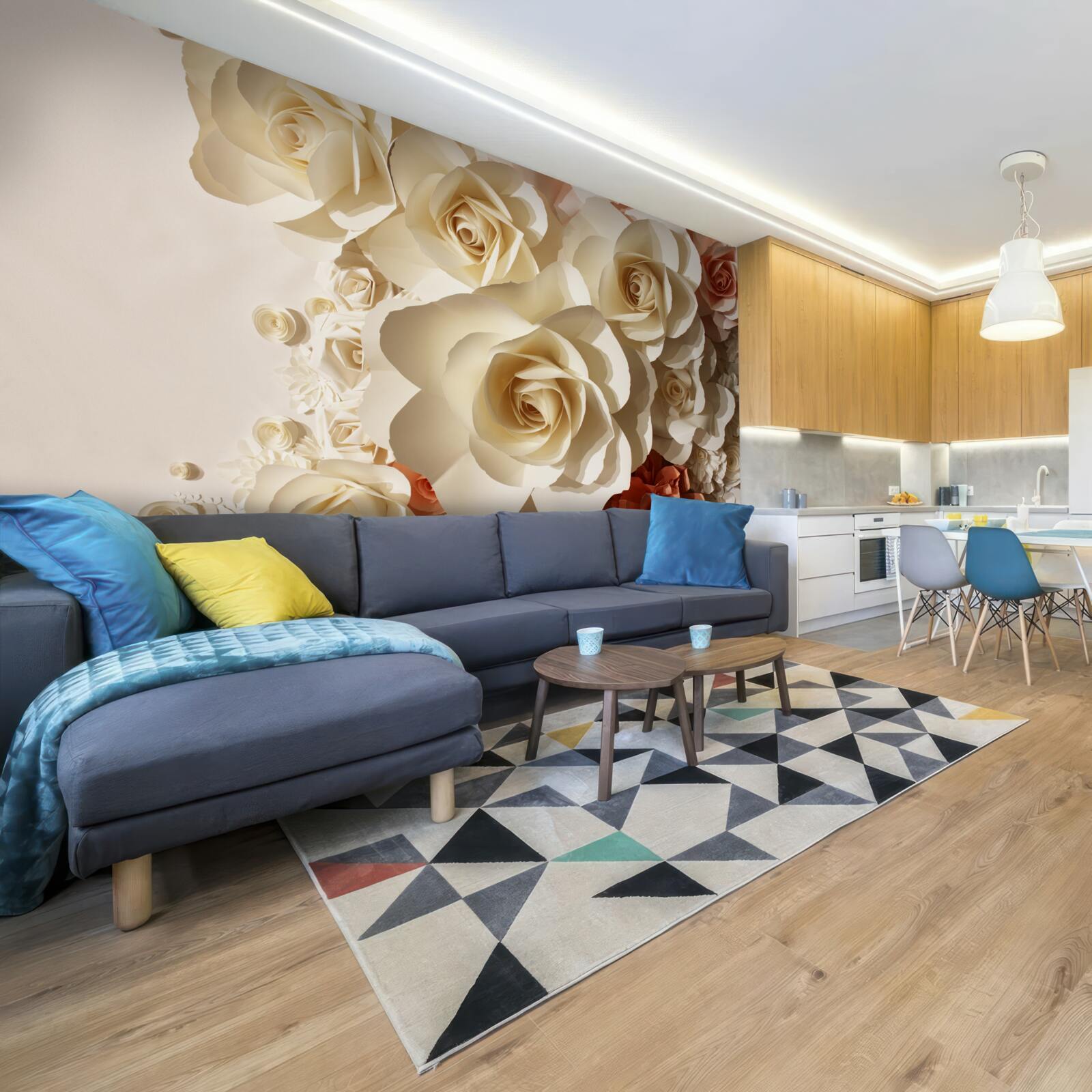 Fototapet trandafiri albi uriași