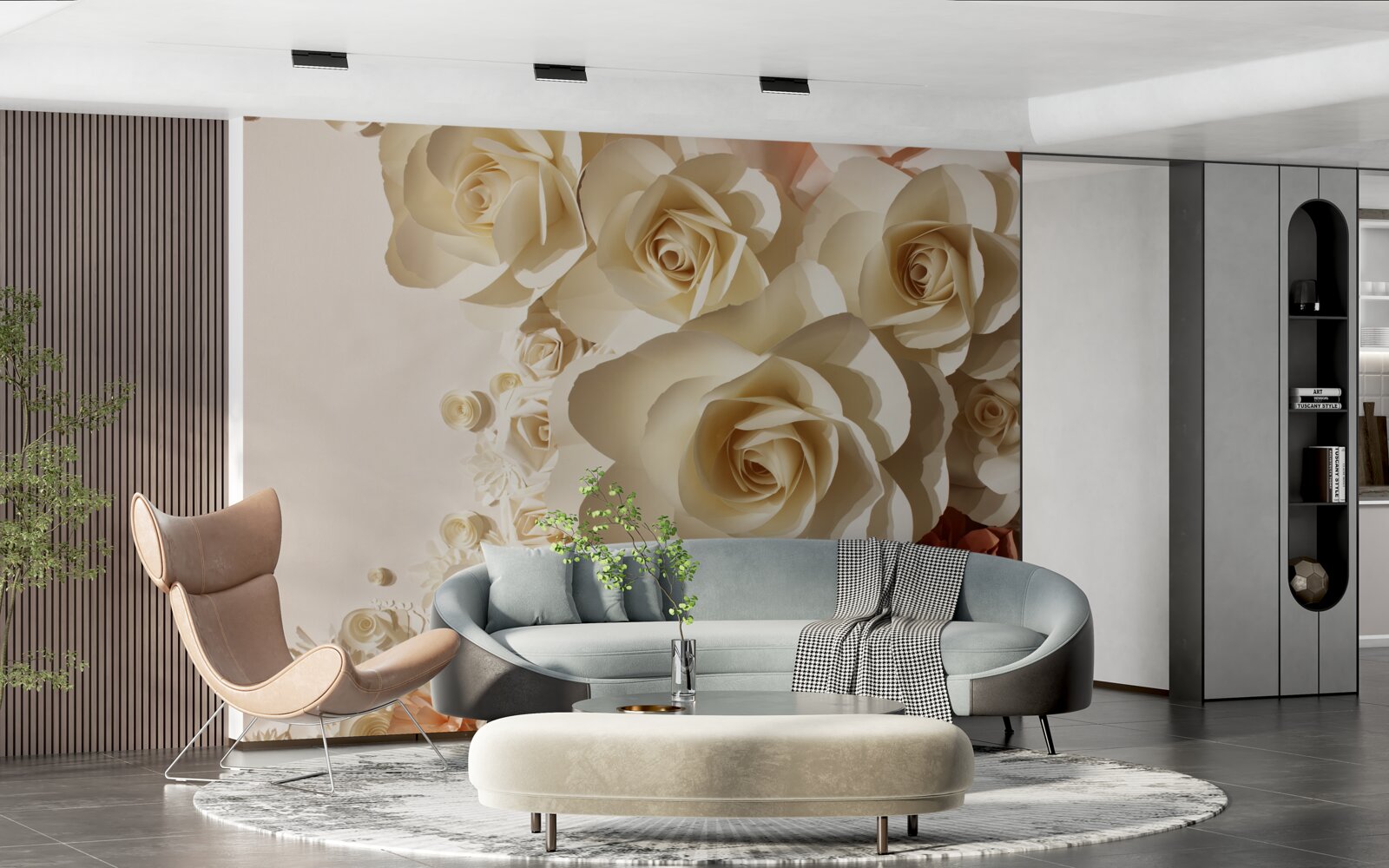 Fototapet trandafiri albi uriași